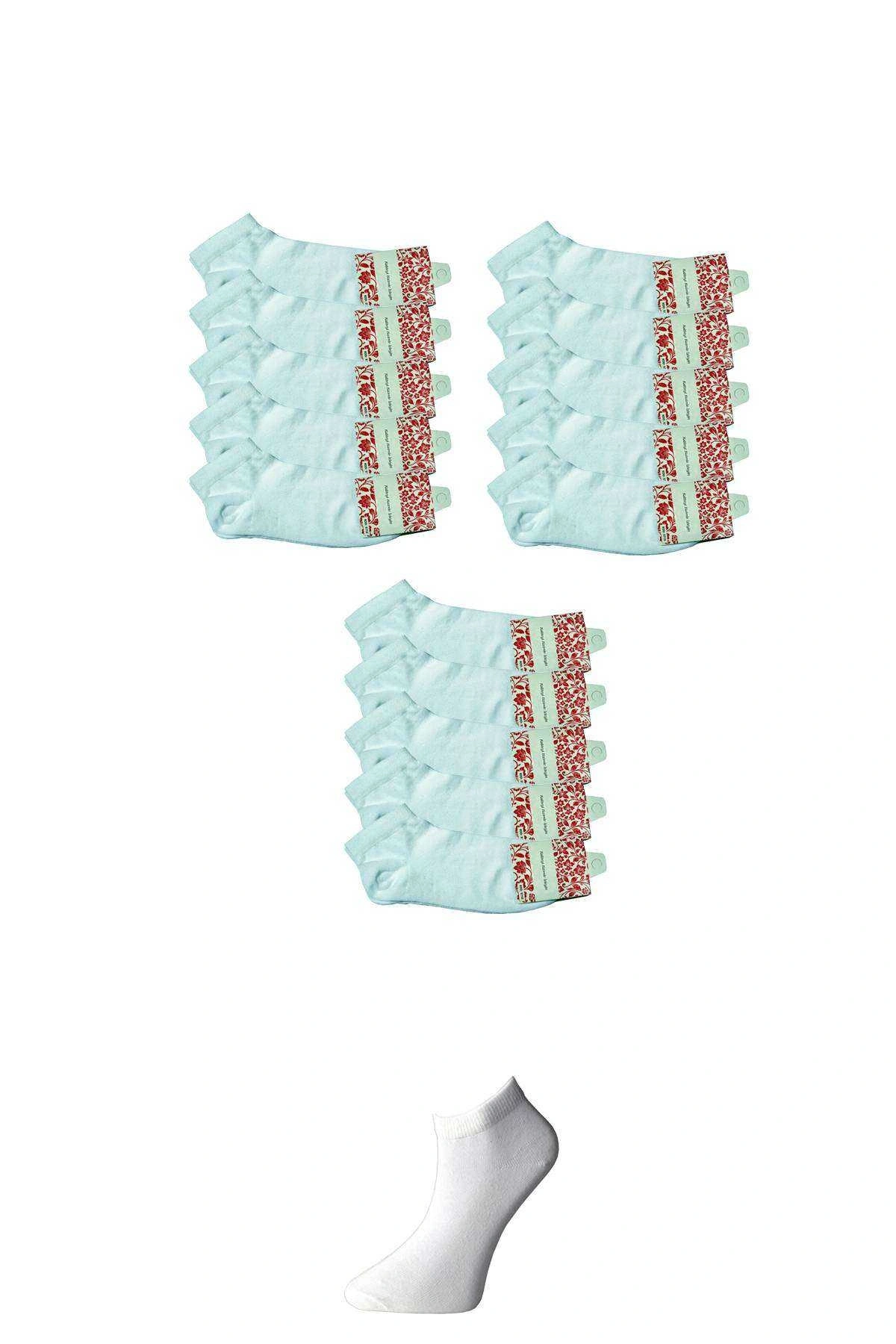Beyaz Kadın Bilek Çorap 15 Çift