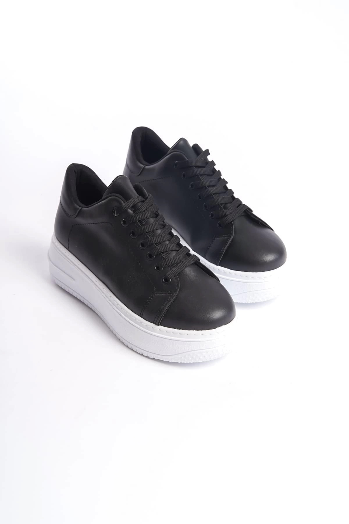 BIANA Bağcıklı Ortopedik Taban Kadın Sneaker Spor Ayakkabı  BT - Siyah