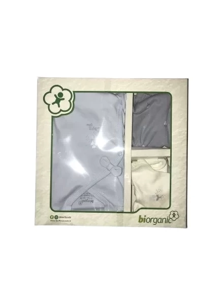 Bibaby Biorganic Love Floral 5li Hastane Çıkış Seti 62360 Ekru Lila