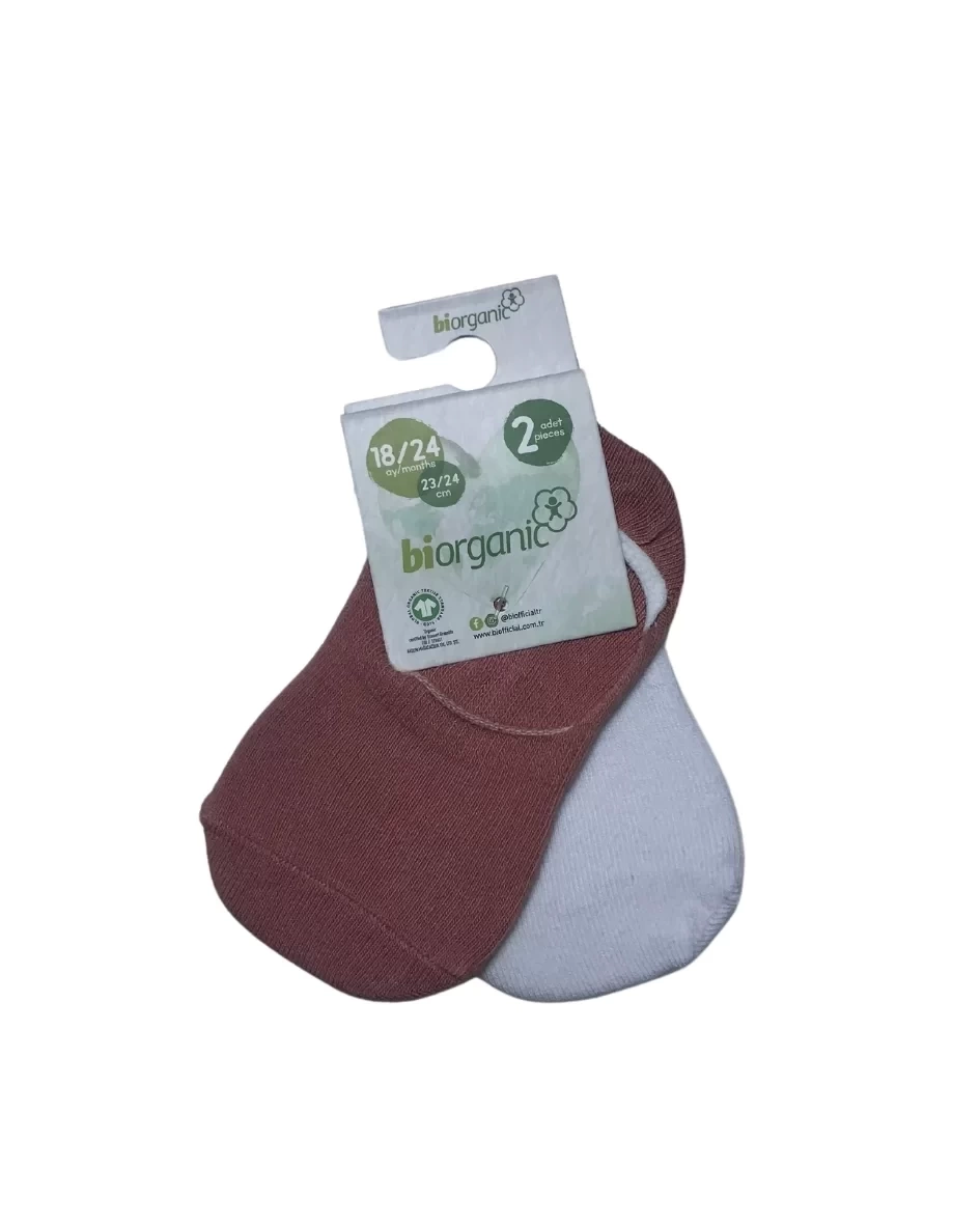 Bibaby Biorganic New Basic Kız 2li Babet Çorap 68486 Gülkurusu Beyaz