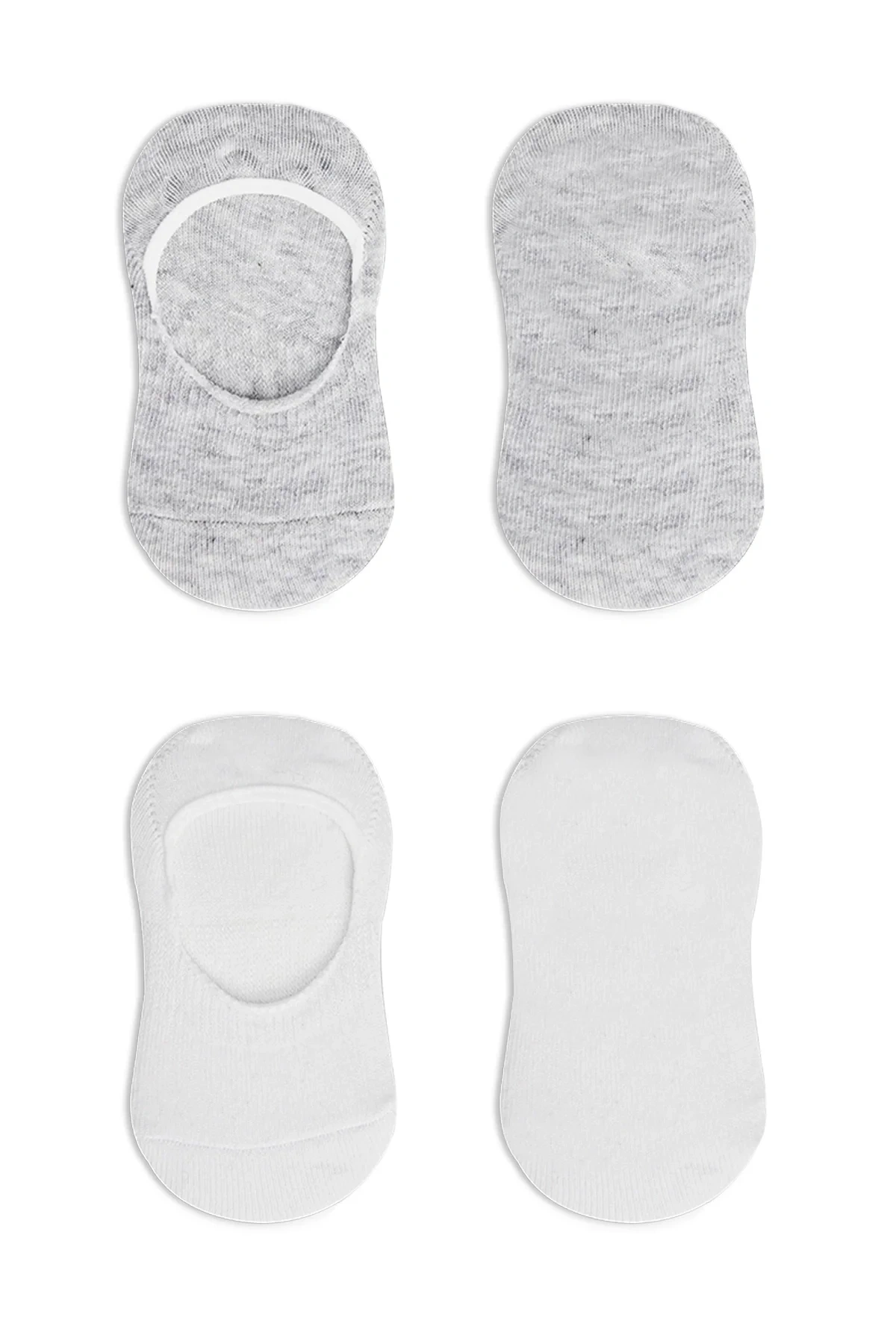 Bistyle 2li Penye Babet Silikonlu Basic Çorap 30104 Gri Beyaz