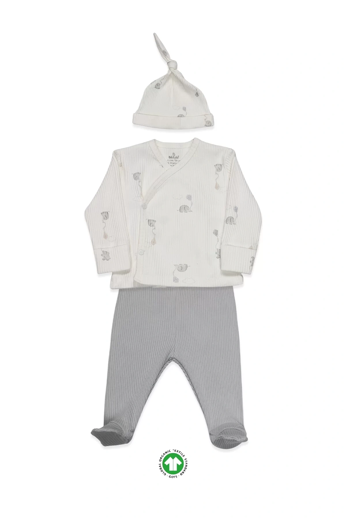 Bistyle Flying Elephant 3lü Zıbın Takım 13111 Ekru Gri