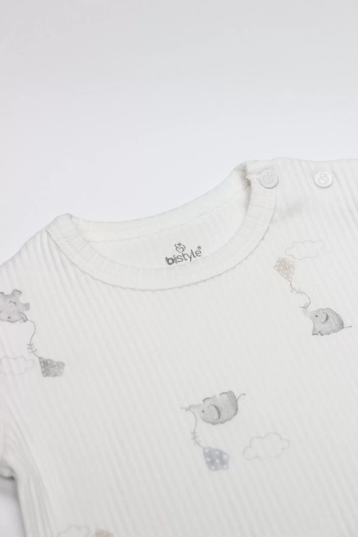 Bistyle Flying Elephant Yarım Kol 2li Body 17116 Ekru Gri