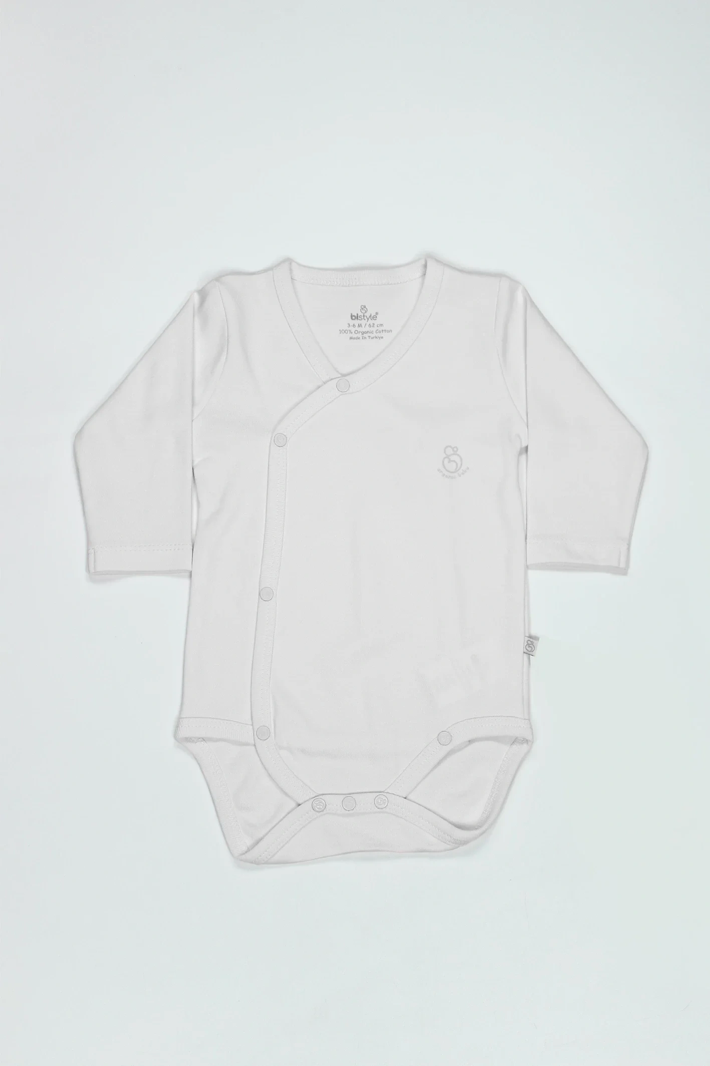 Bistyle Organik Natural Basic Style Kruvaze Uzun Kol Body Bs17102 Beyaz