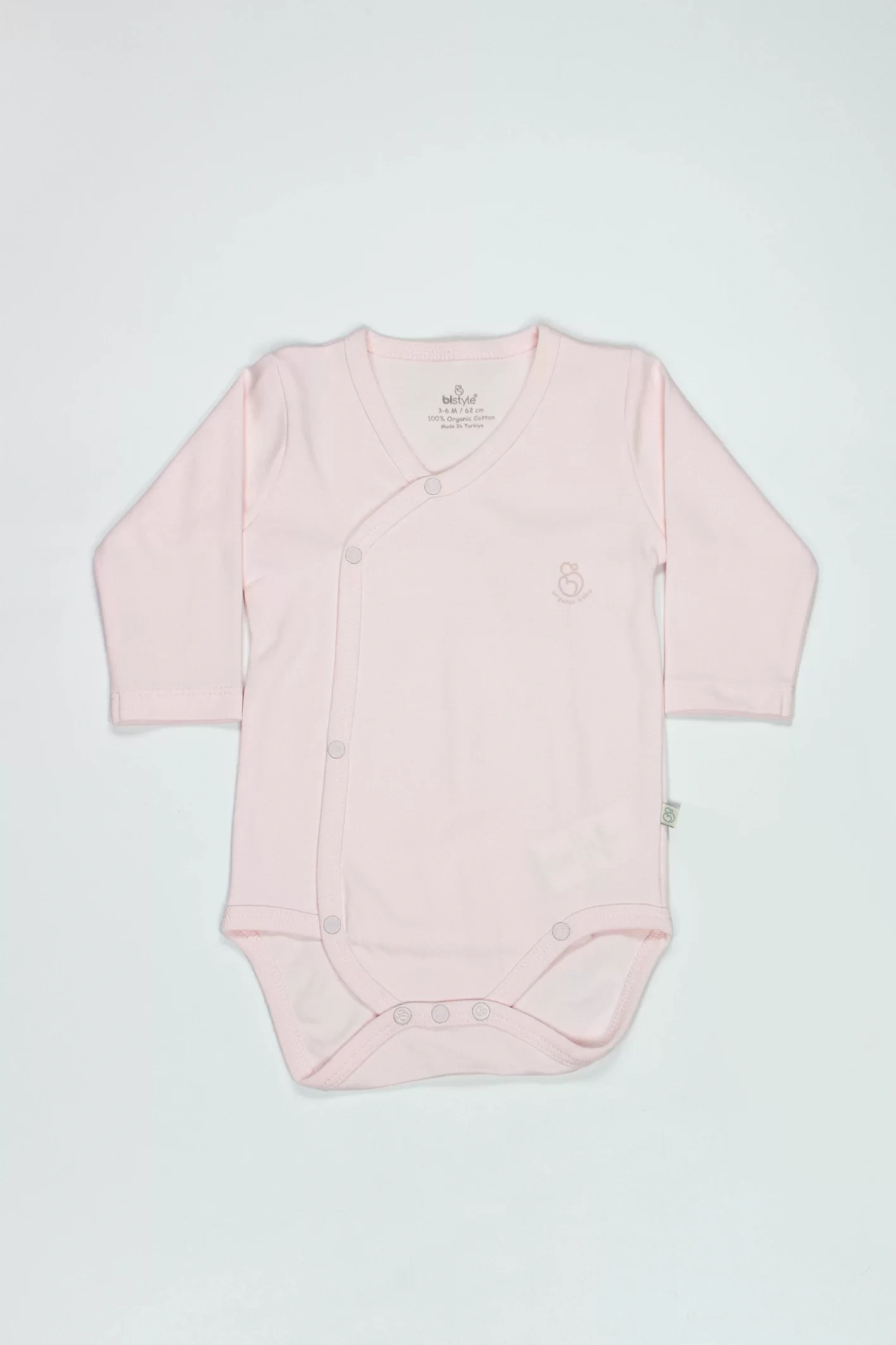 Bistyle Organik Natural Basic Style Kruvaze Uzun Kol Body Bs17102 Pembe