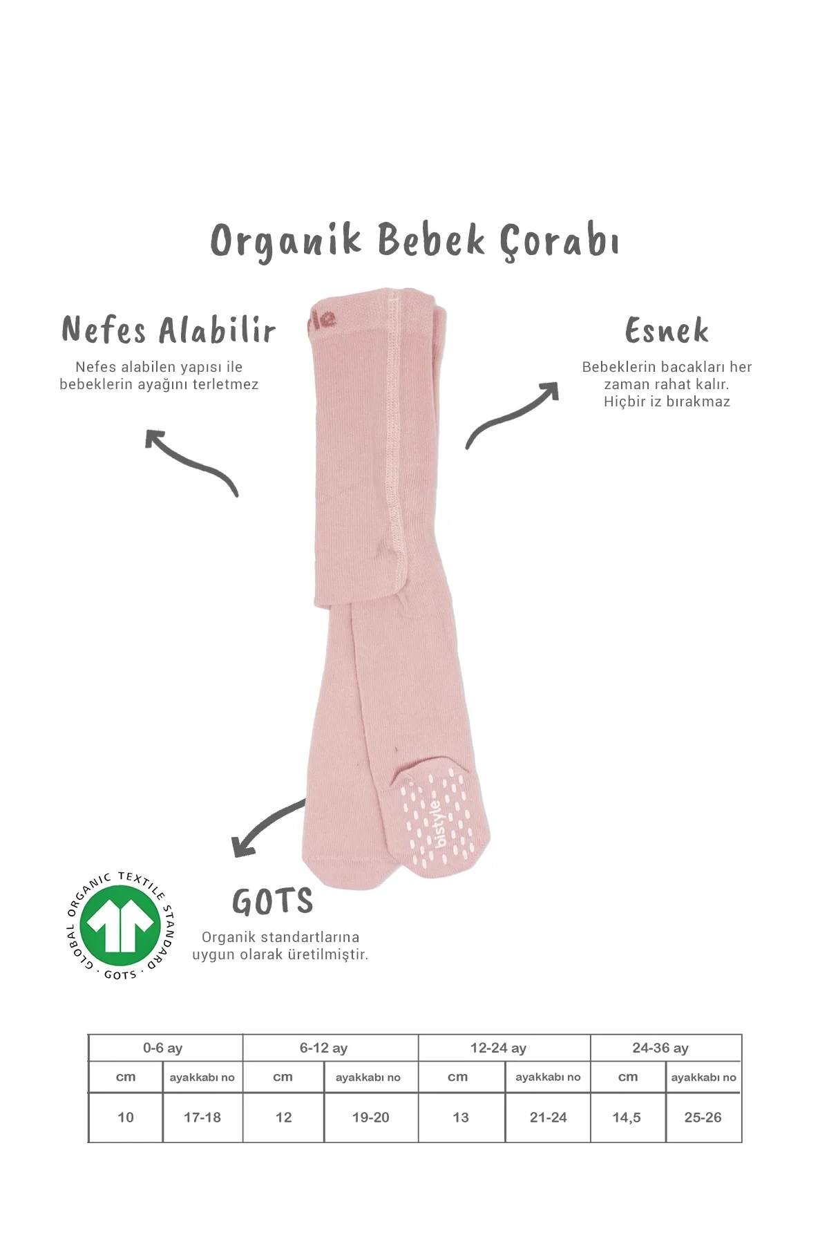 Bistyle Penye Kaymaz Külotlu Çorap 50109 Pembe