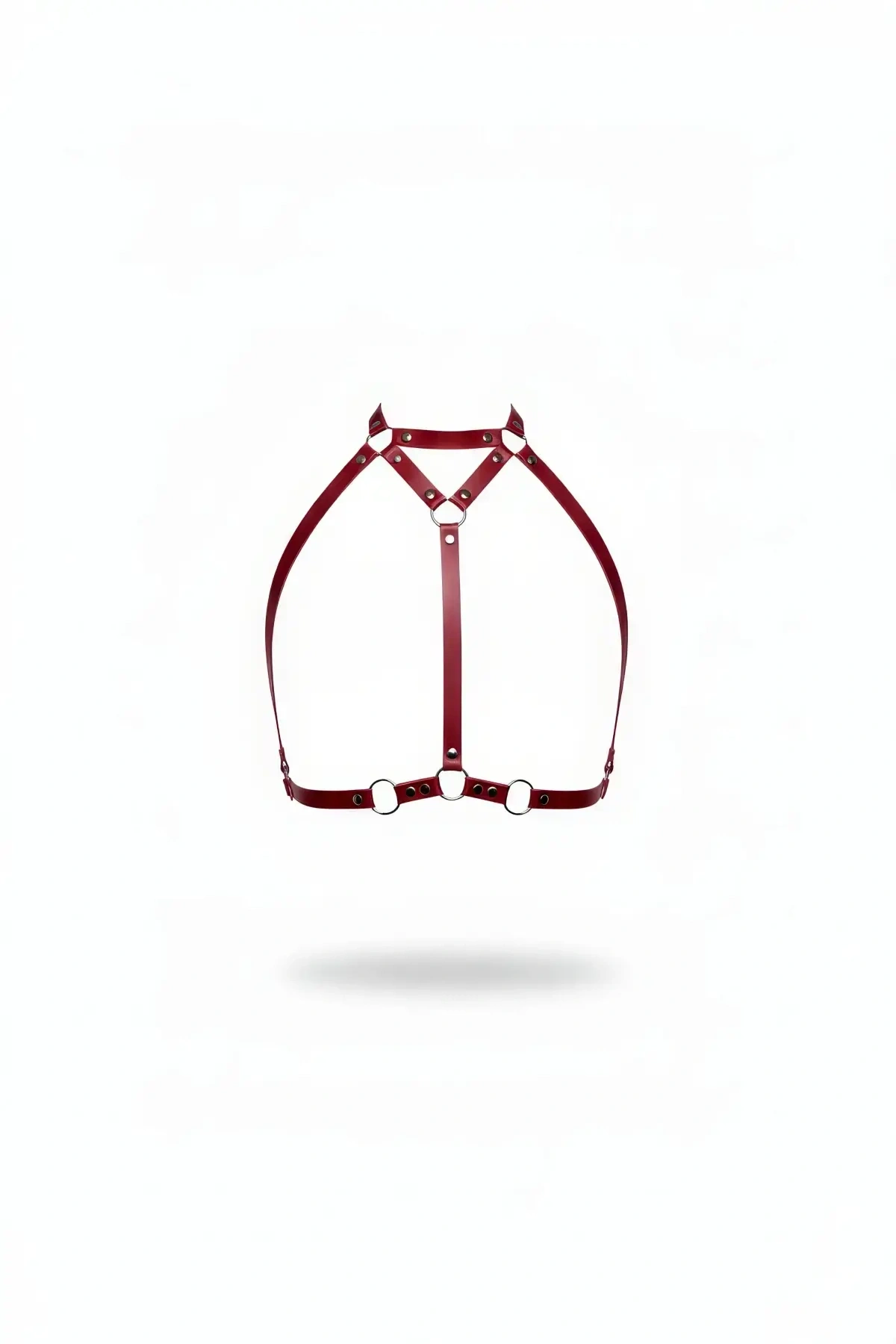 Bordo Göğüs Harness Deri Yüksek Yaka Vücut Aksesuarı - Brf245