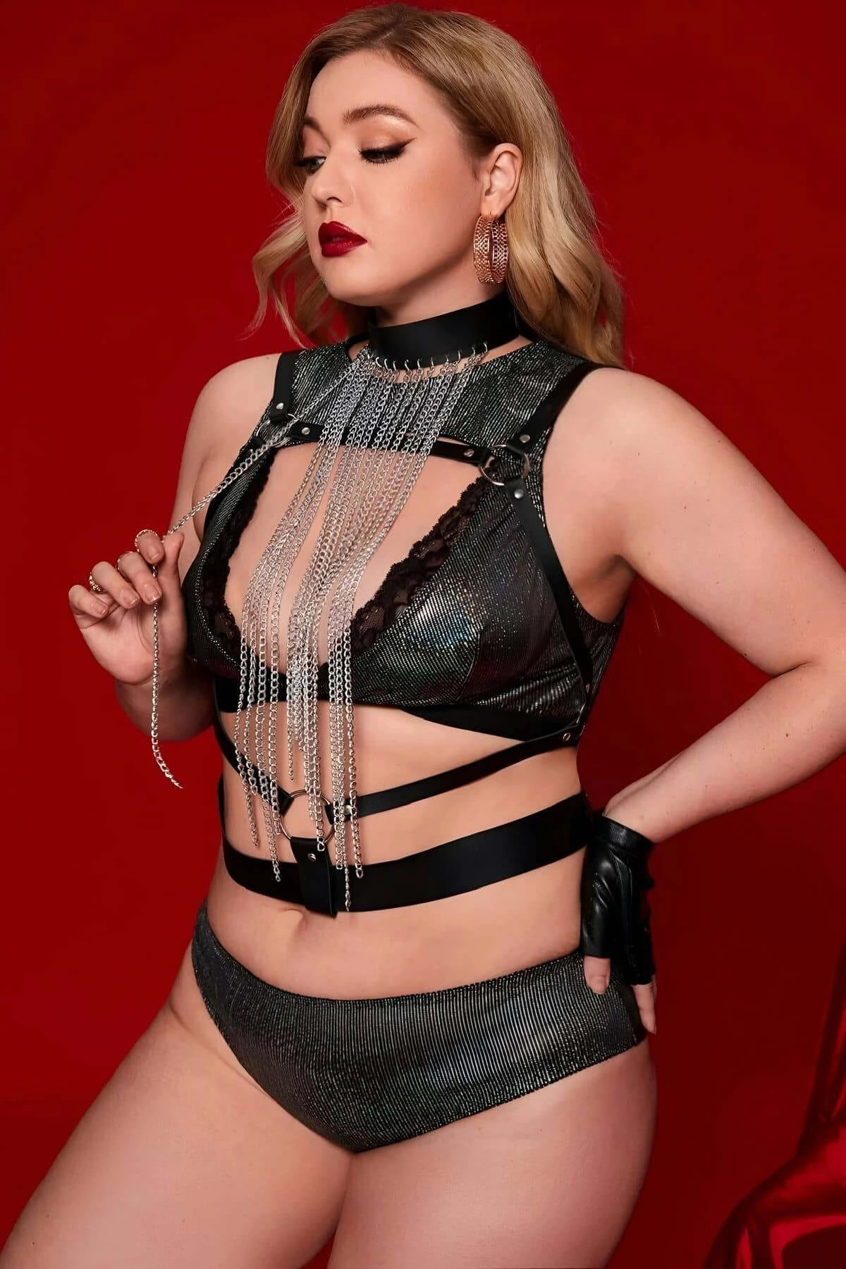 Boyundan Zicirli Asıklı Göğüs Harness - Brf947