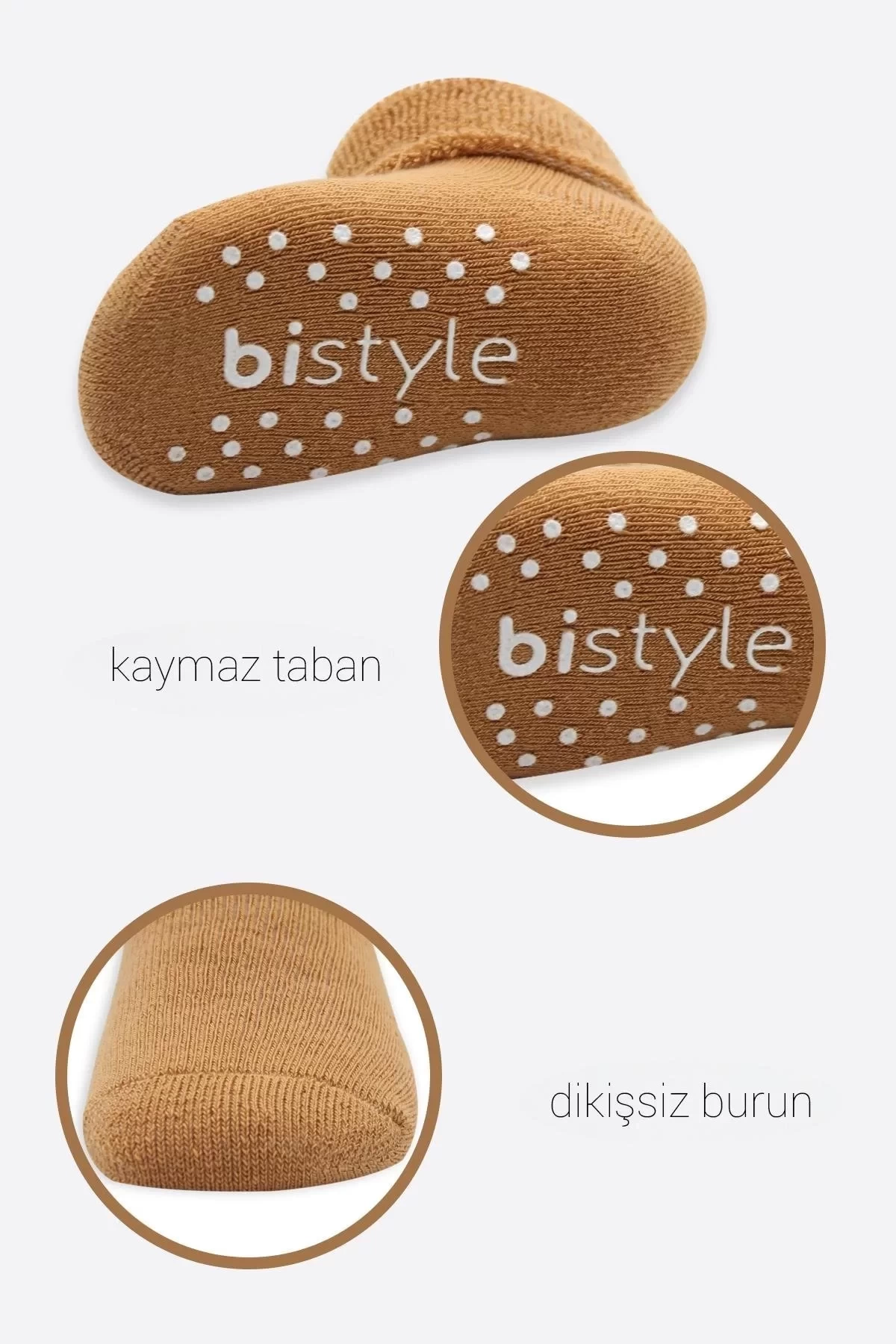 Çemberli Kaymaz Havlu Soket Çorap 2li Bs10503 Bej-hardal