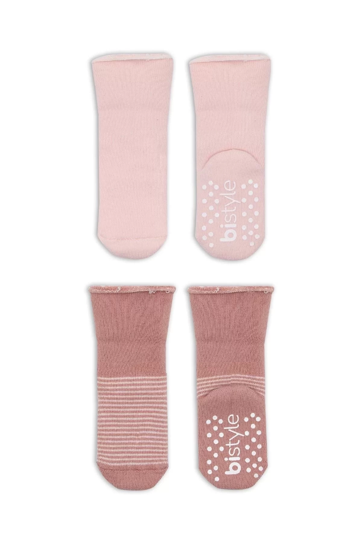 Çemberli Kaymaz Havlu Soket Çorap 2li Bs10503 Pudra Pembe