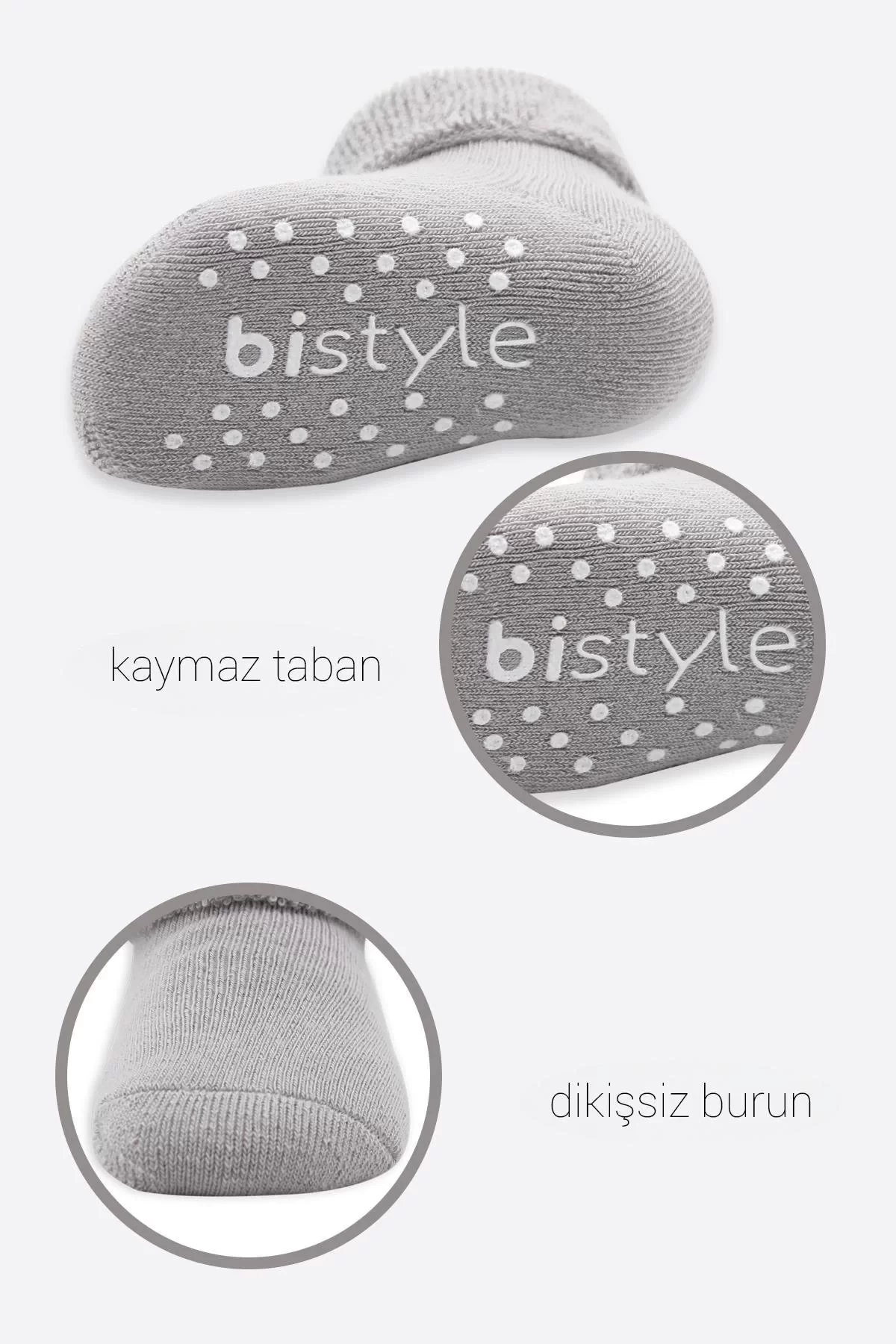 Çemberli Kaymaz Havlu Soket Çorap 2li  İndigo Gri