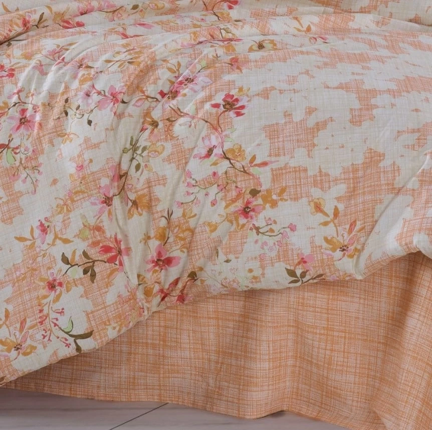 Çift Kişilik Poplin Nevresim Lily Somon