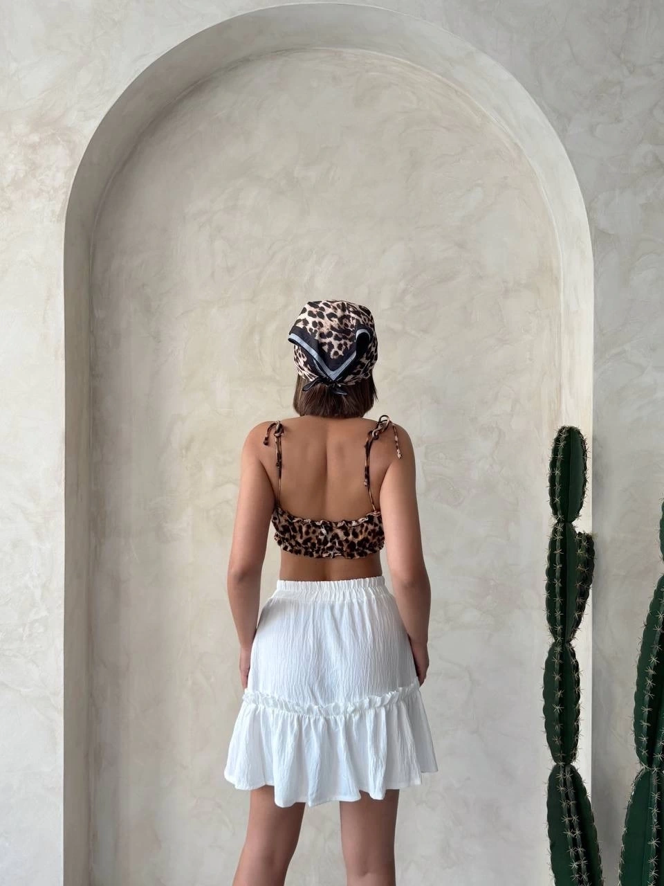 Çingene keten etek beyaz s24808