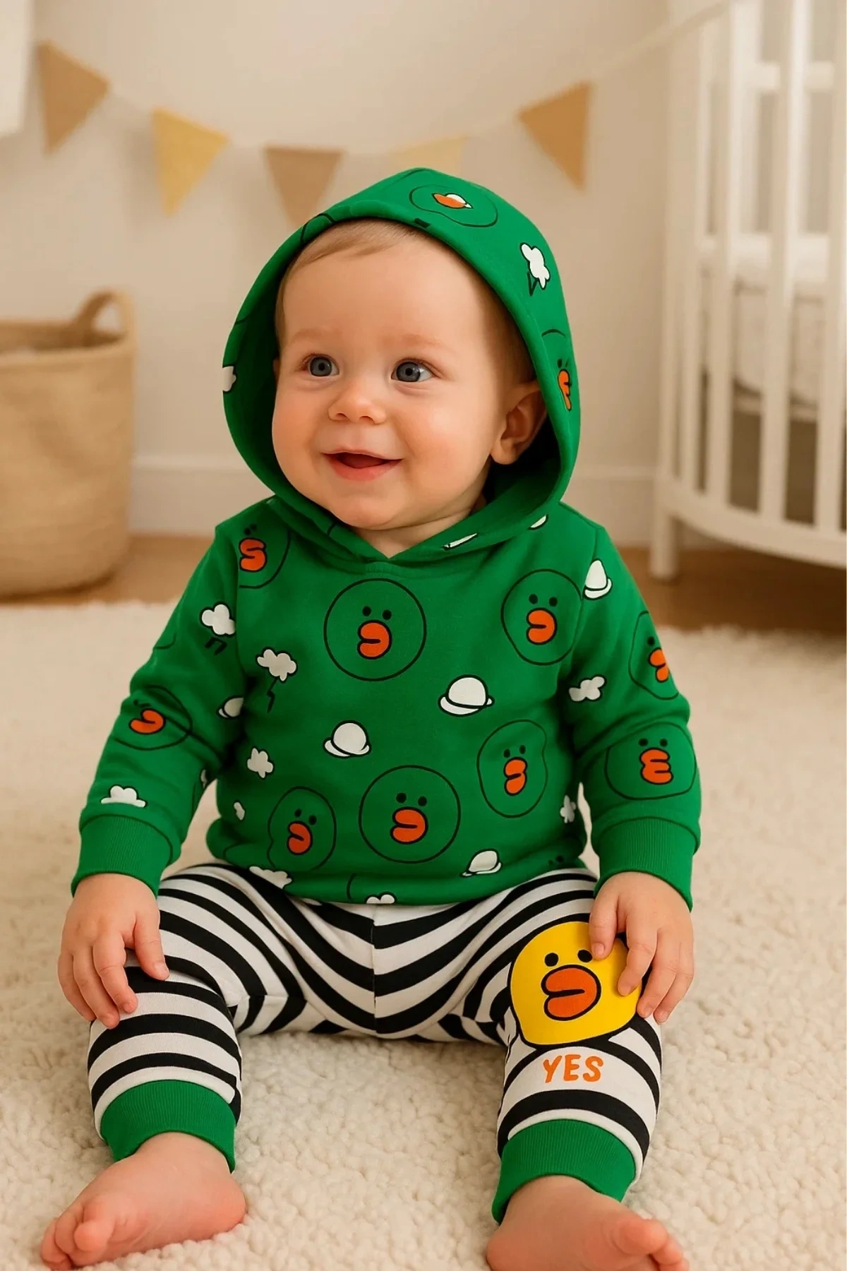 Civciv Desenli 2li % 100 Pamuk Erkek Bebek Takımı