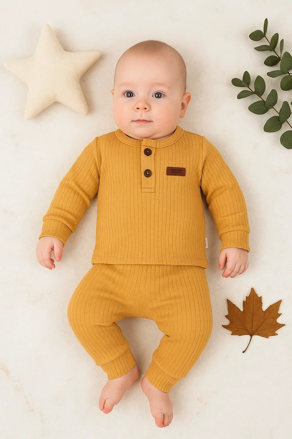 Çizgili Kumaş % 100 Pamuk 2li Unisex Takım