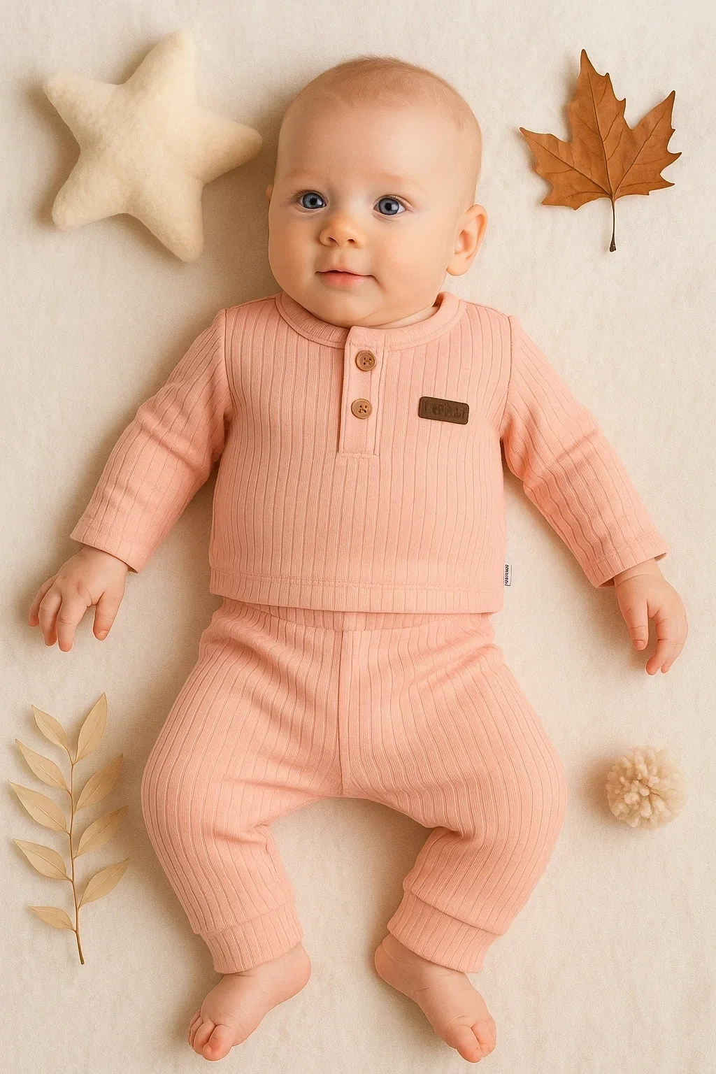 Çizgili Kumaş % 100 Pamuk 2li Unisex Takım