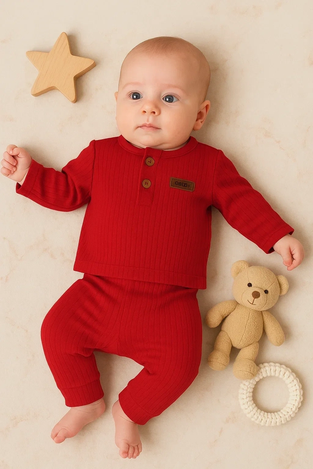 Çizgili Kumaş % 100 Pamuk 2li Unisex Takım