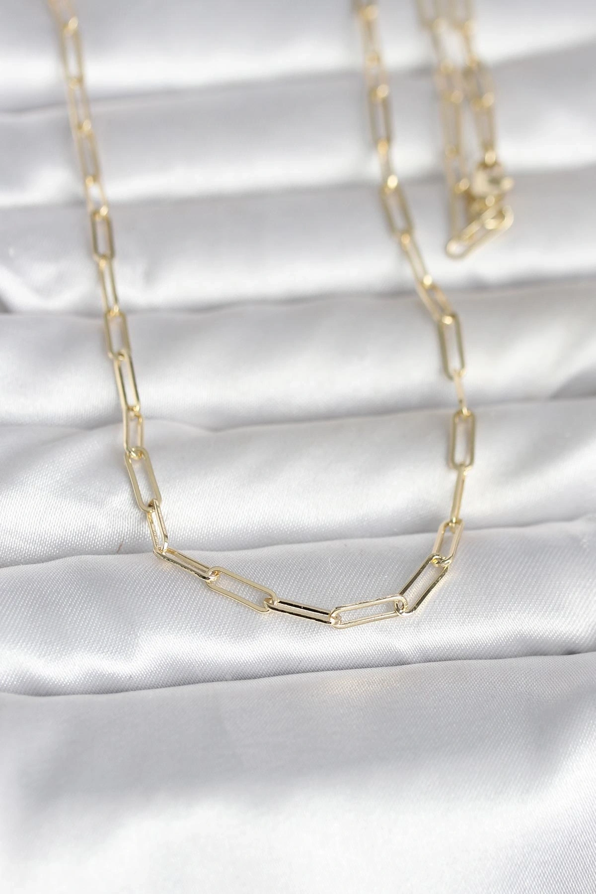 CM 14K Gold Renk Ataç Zincirli Model 60 cm Kadın Kolye