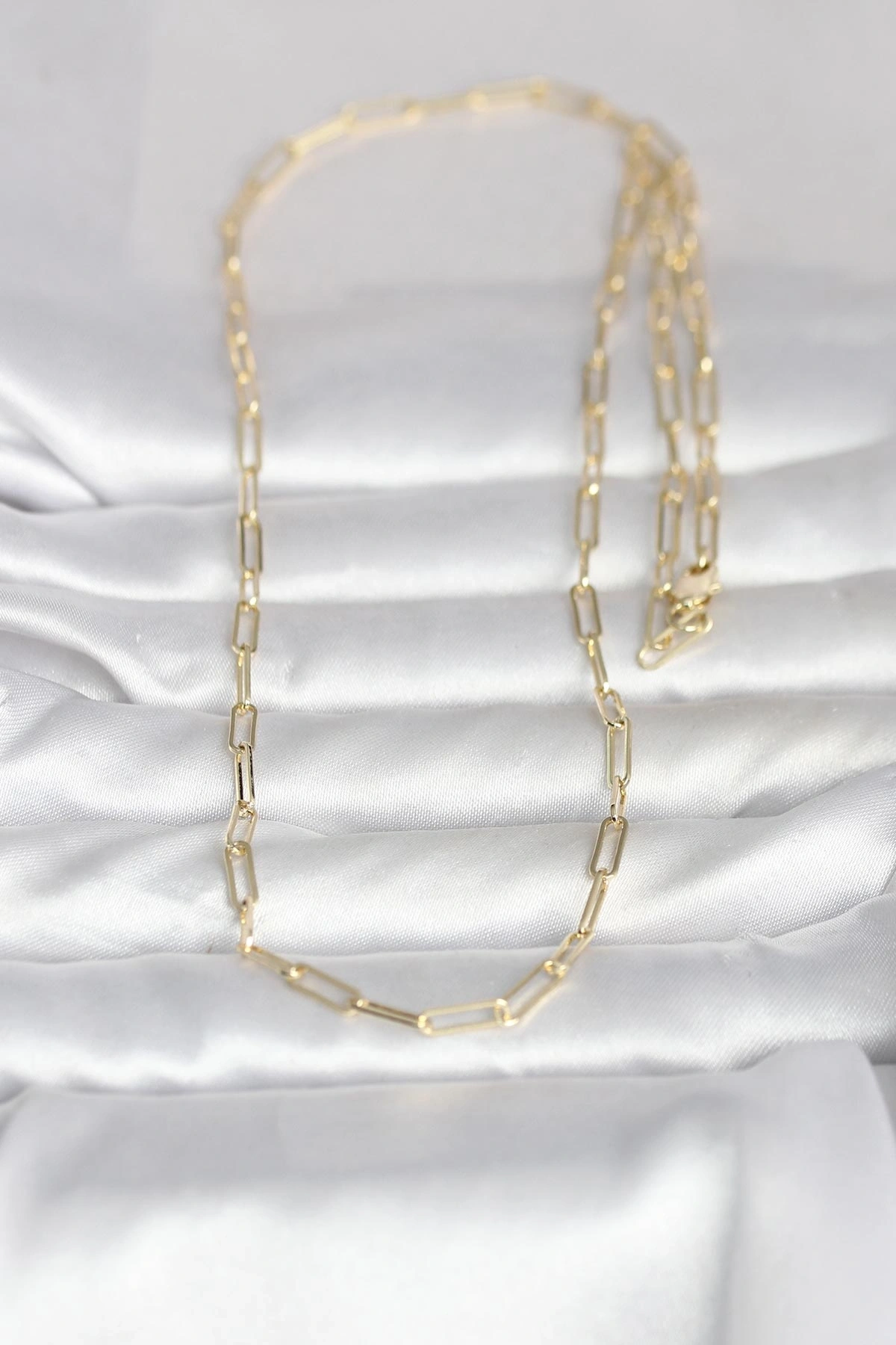 CM 14K Gold Renk Ataç Zincirli Model 60 cm Kadın Kolye