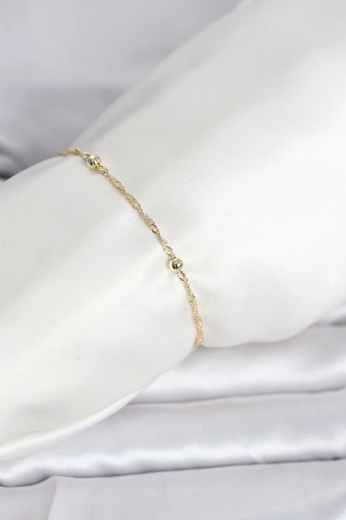 CM 14K Gold Renk Burgu Topçuk Model Kadın Bileklik