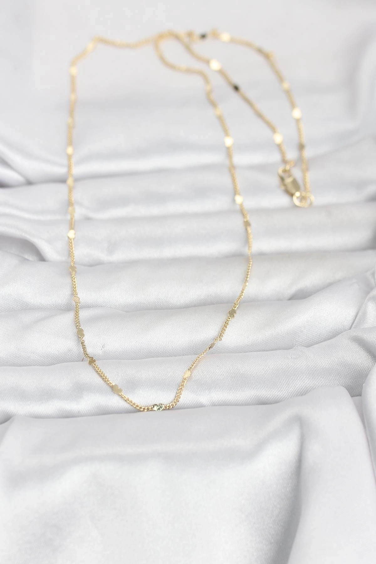 CM 14K Gold Renk Ezme Kalp Detaylı 60 cm Zincir Kadın Kolye