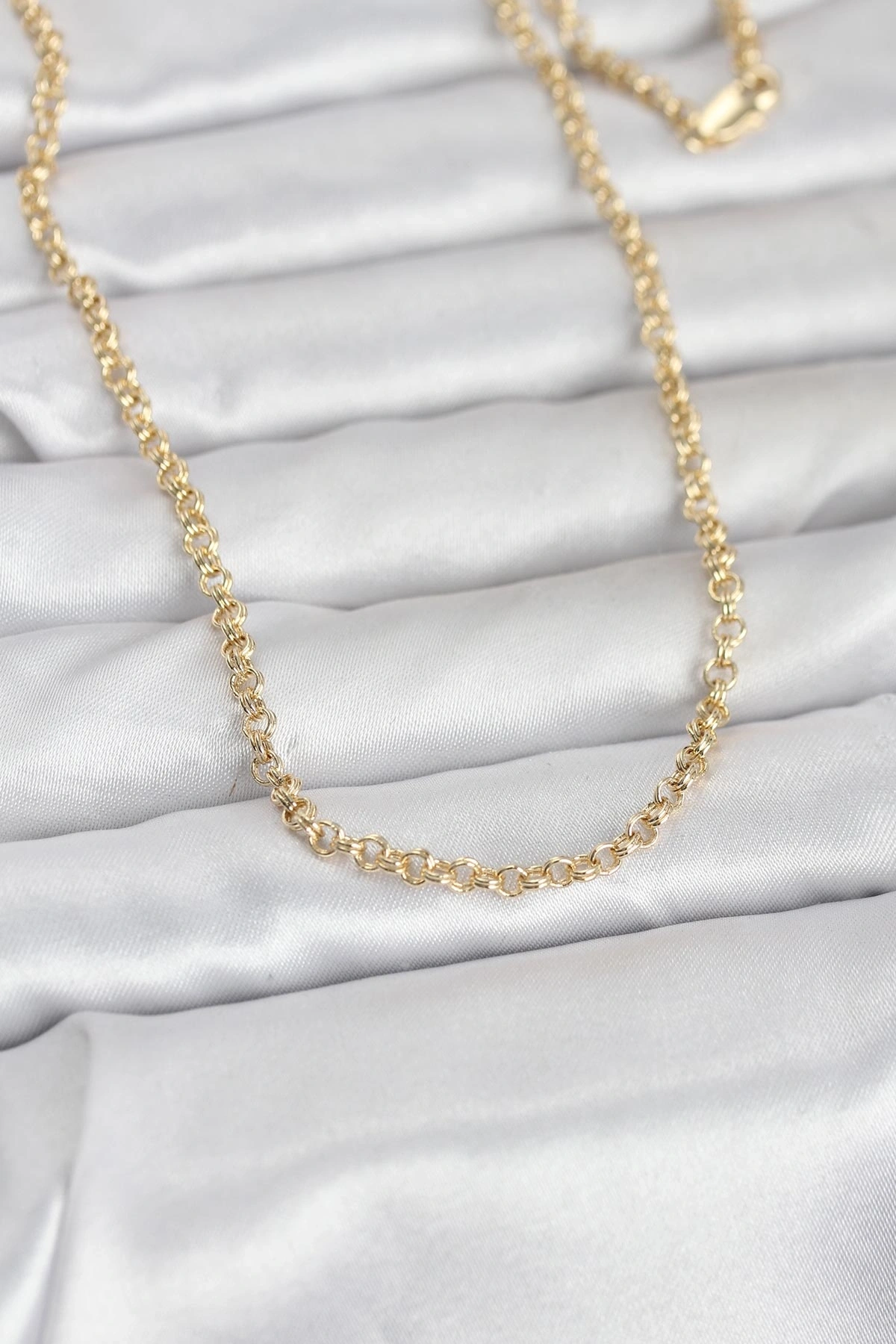 CM 14K Gold Renk Halka Zincir Model 60 cm Kadın Kolye