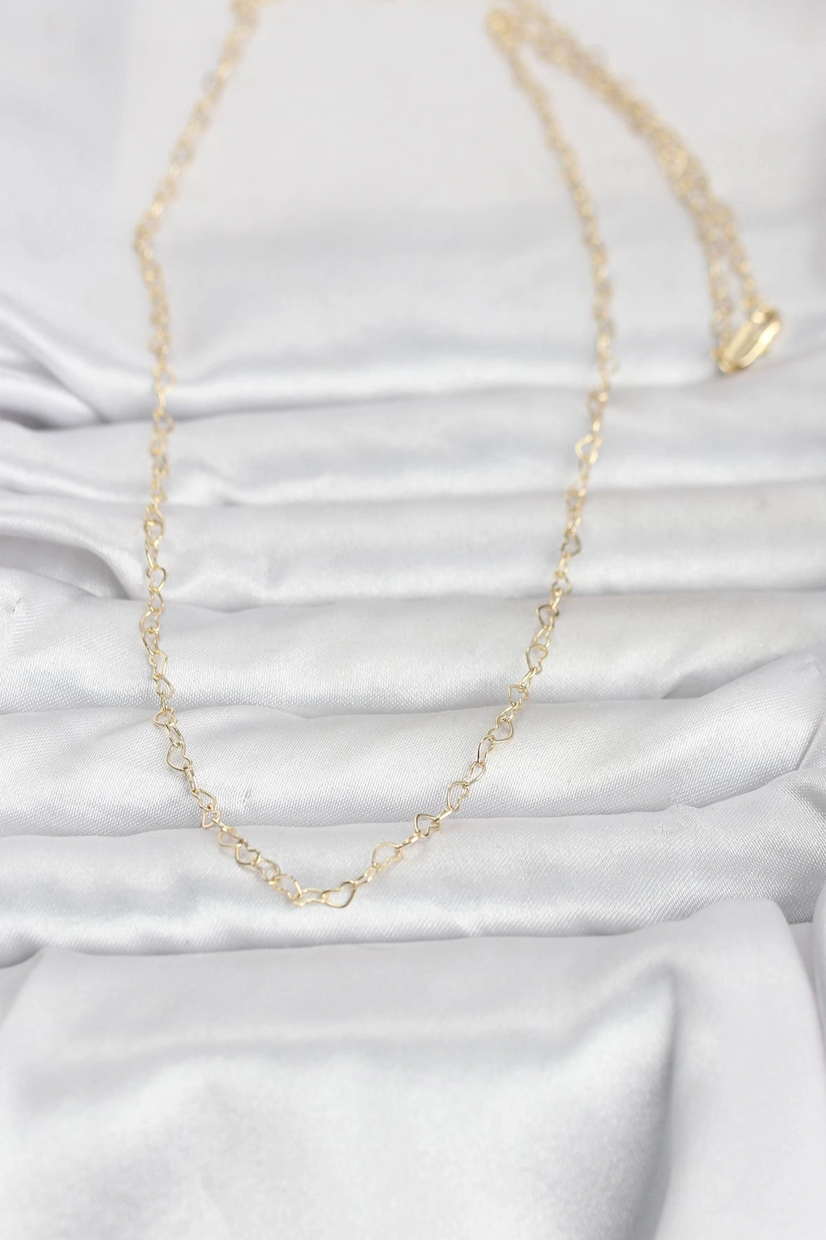 CM 14K Gold Renk Kalp Zincirli 60 cm Kadın Kolye