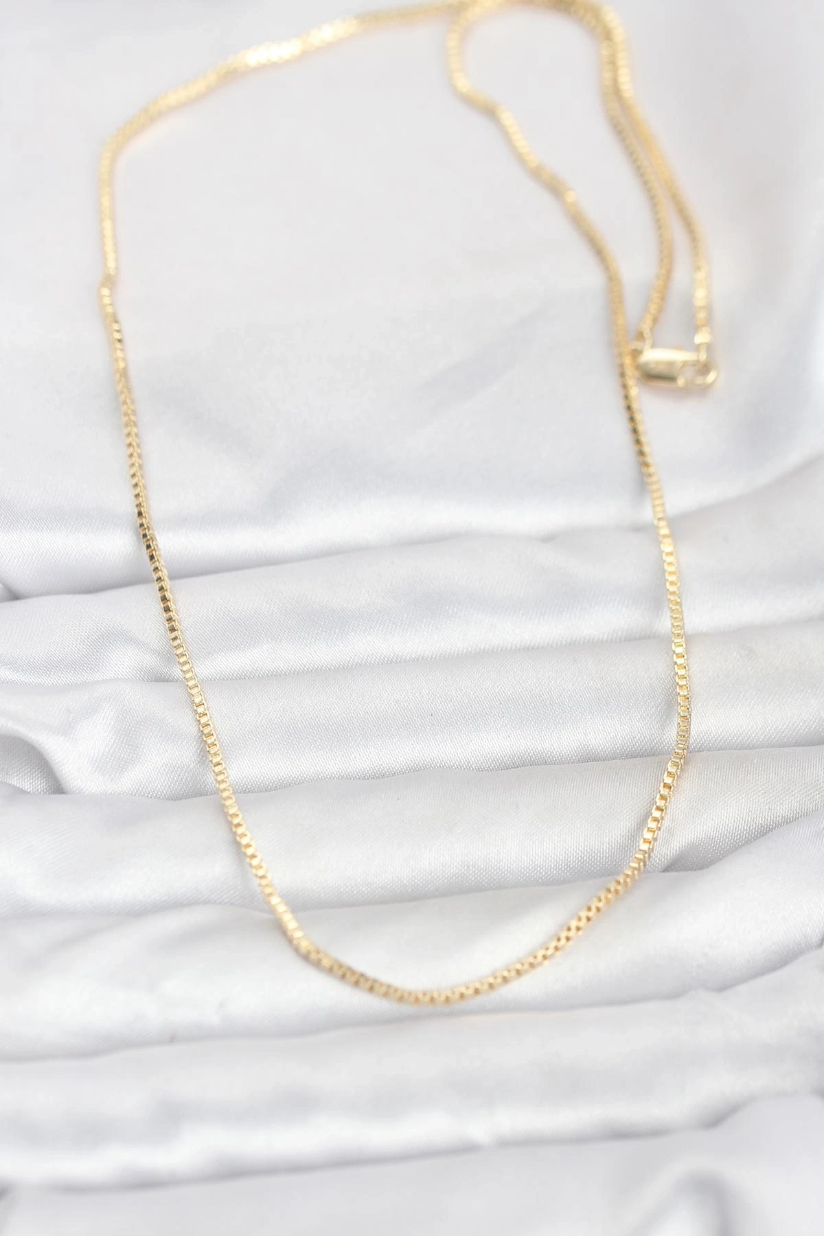 CM 14K Gold Renk Kare Zincirli Model 60 cm Kadın Kolye