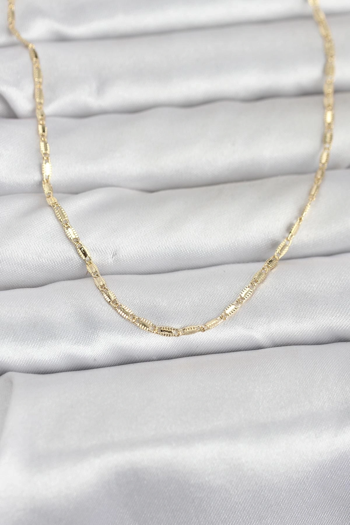 CM 14K Gold Renk Lazerli Zincir Model 60 cm Kadın Kolye