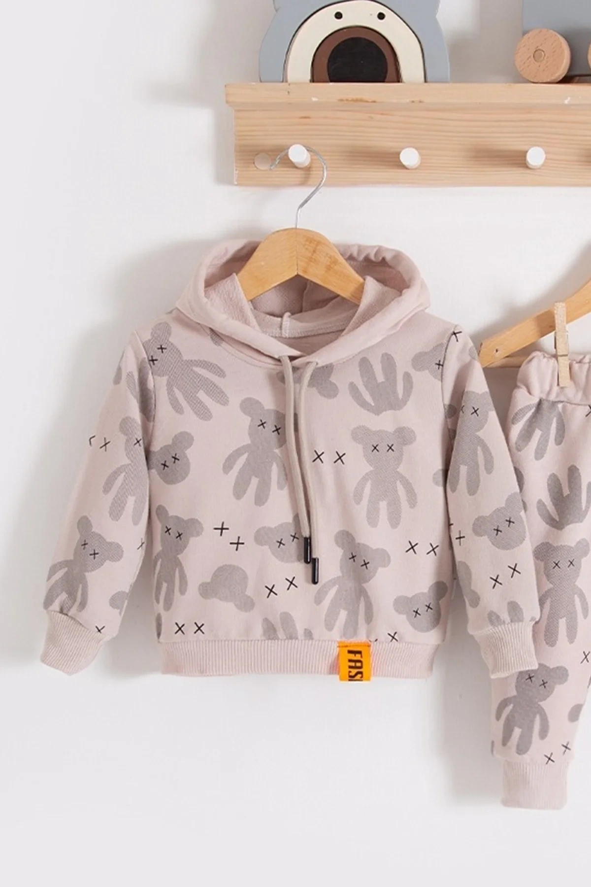 Cool Bear Kapüşonlu % 100 Pamuk Erkek Bebek Takımı