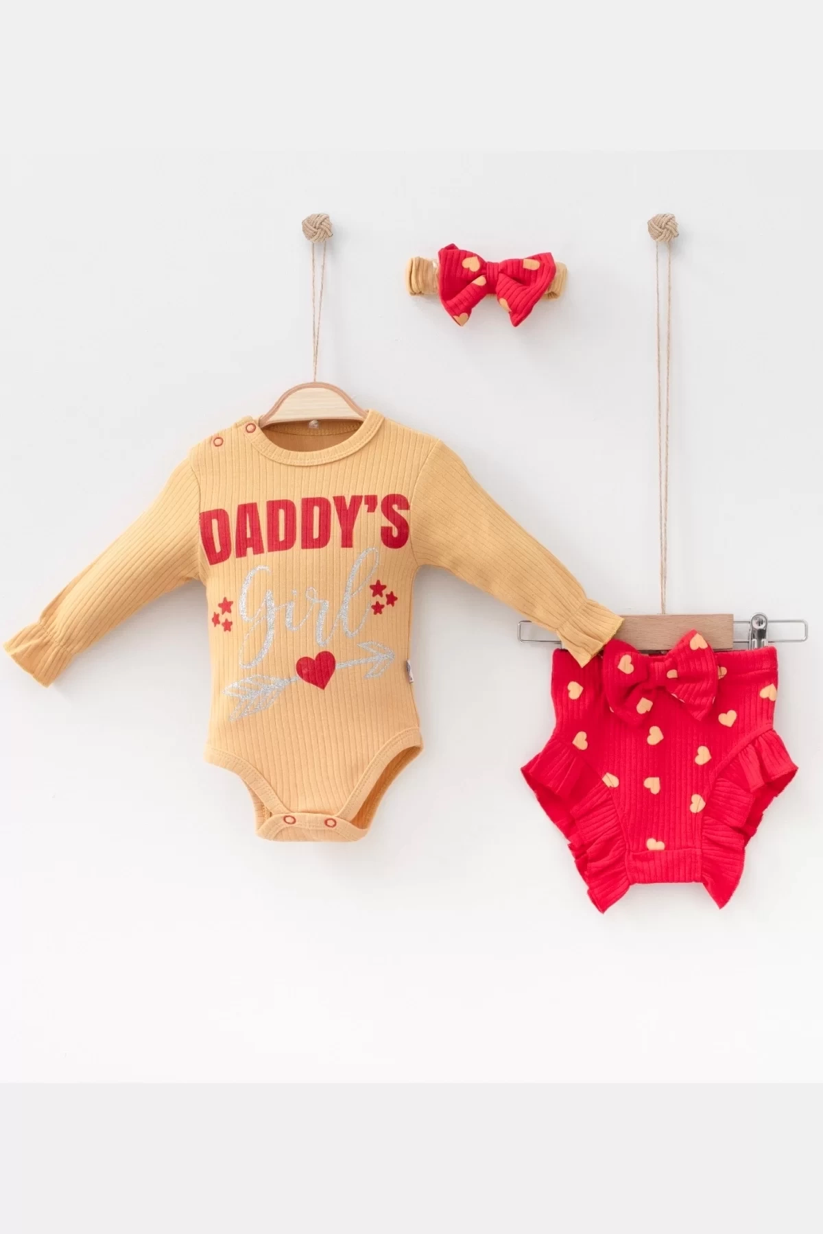 Daddys Girl Bandanalı Kız Bebek Takımı