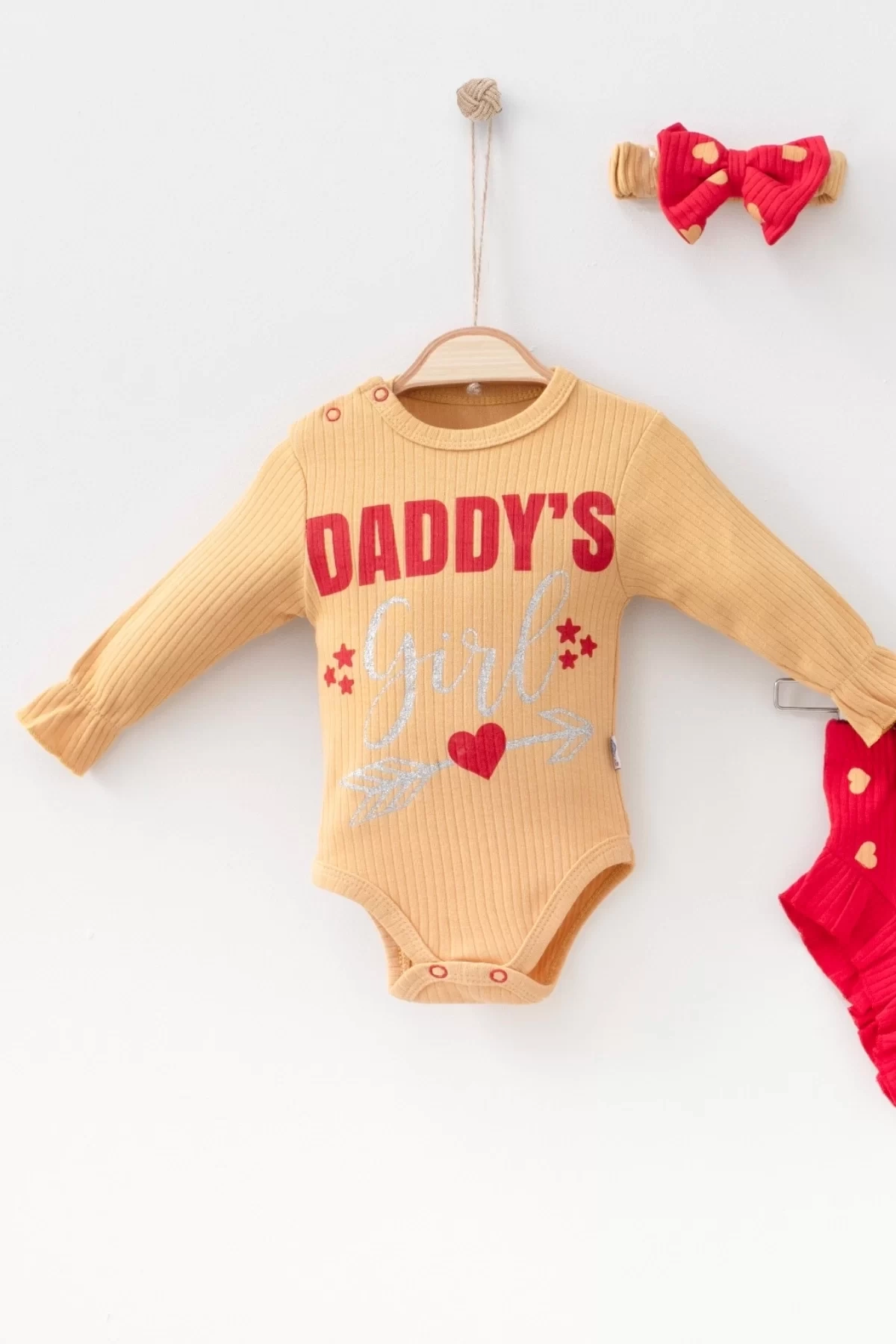 Daddys Girl Bandanalı Kız Bebek Takımı