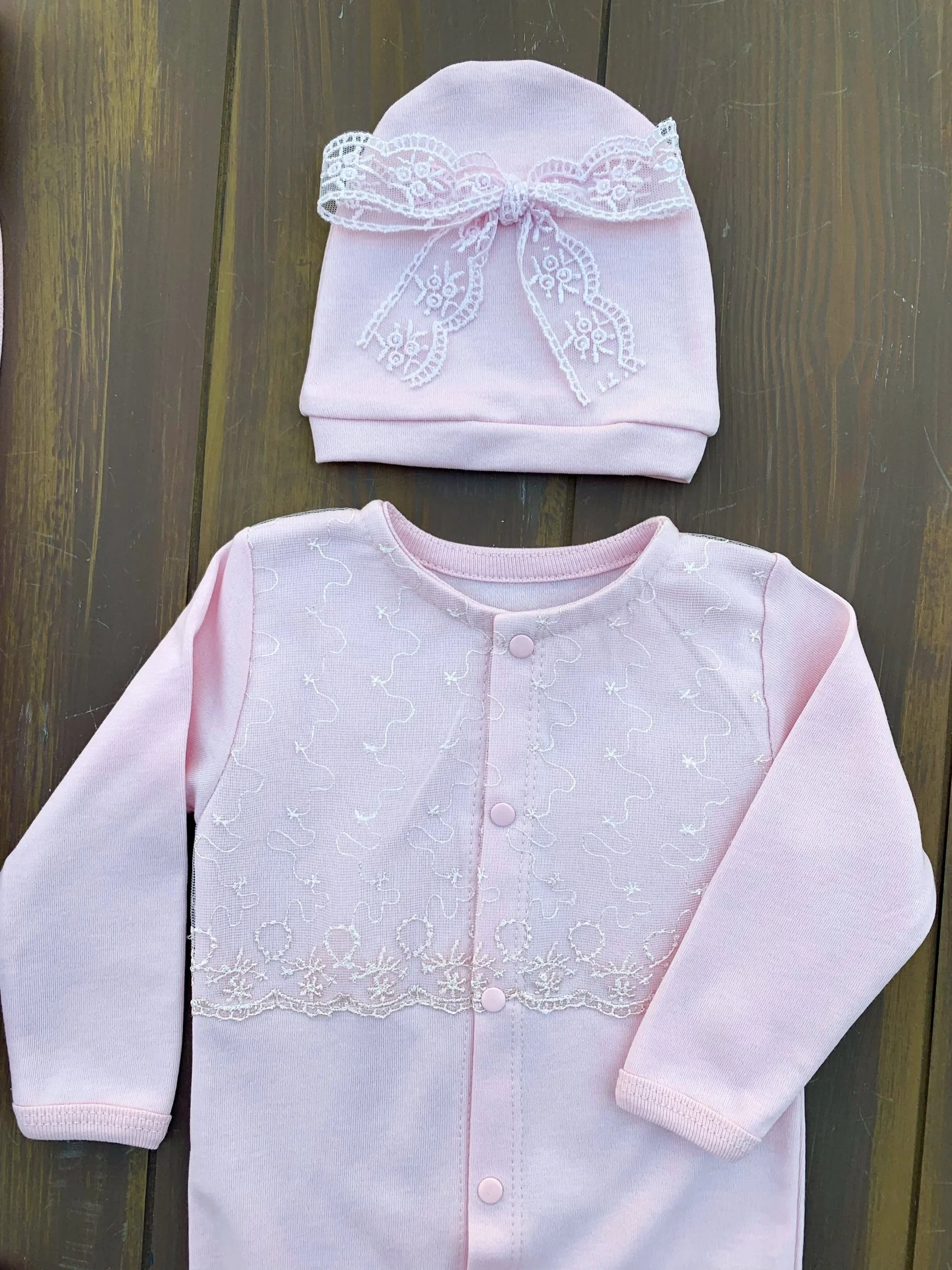 Dantel İşlemeli 10 Parça Yeni Doğan Hastane Seti %100 Pamuk