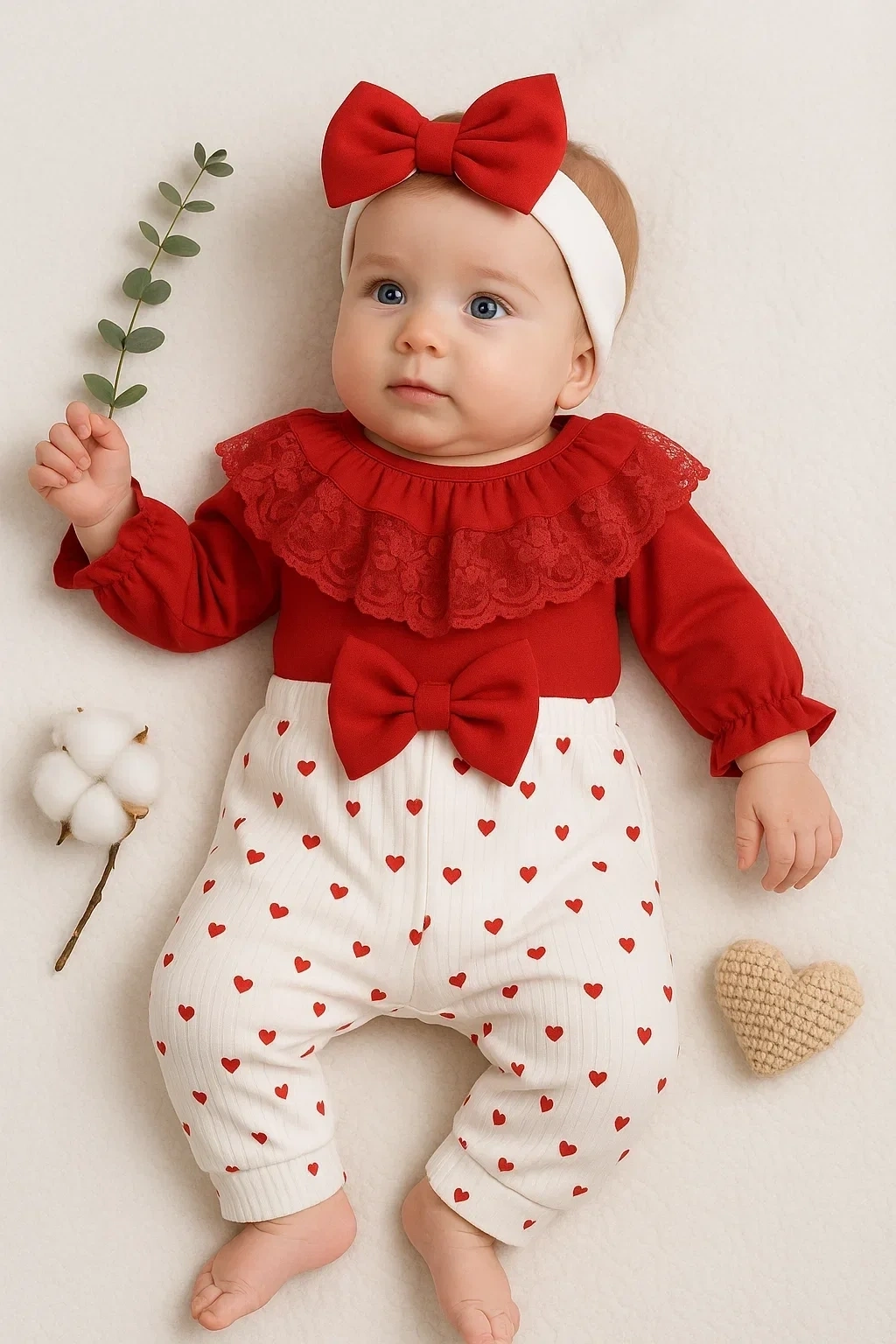 Dantel Yaka Kız Bebek Tulumu % 100 Pamuk