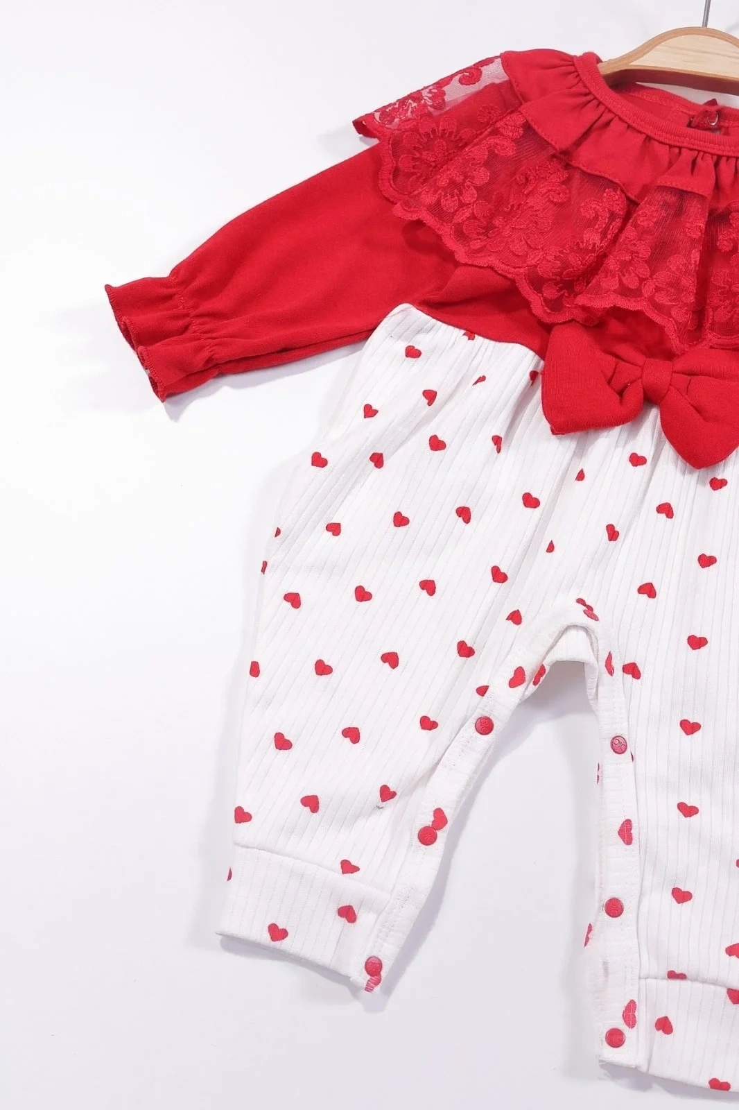 Dantel Yaka Kız Bebek Tulumu % 100 Pamuk