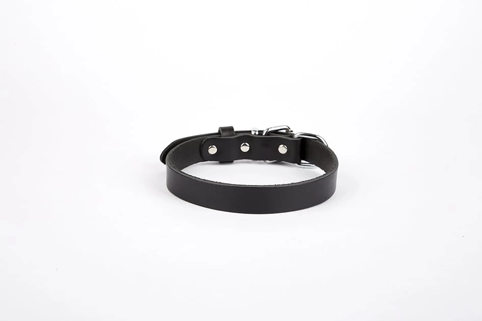 Deri El Yapımı Köpek Boyun Tasması 1,5x20-26 cm Siyah