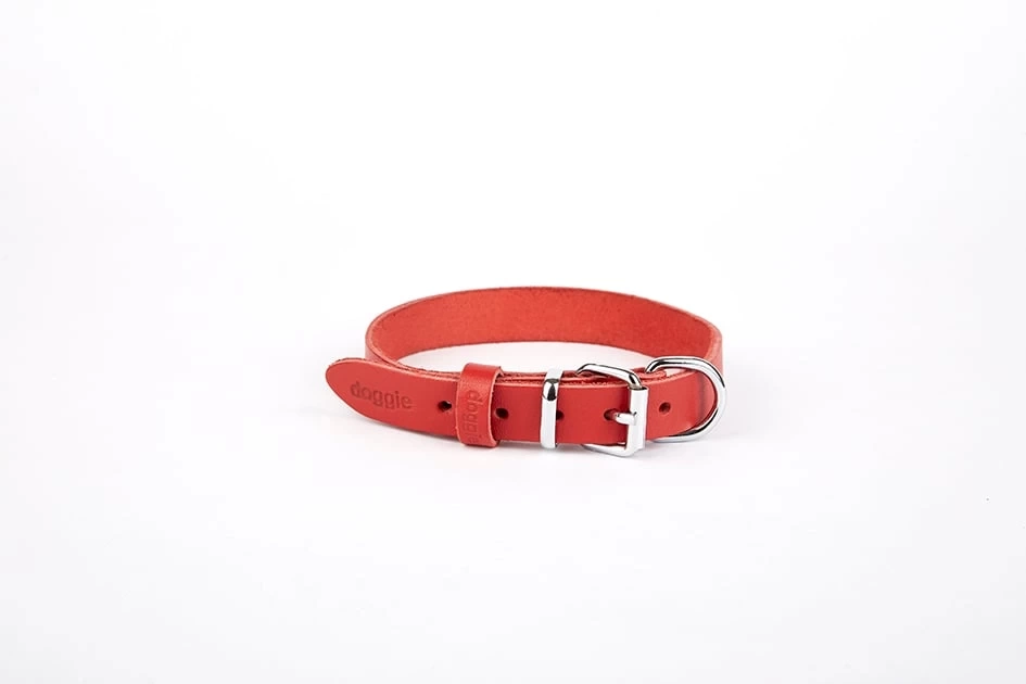 Deri El Yapımı Köpek Boyun Tasması 2x30-35 cm Kırmızı