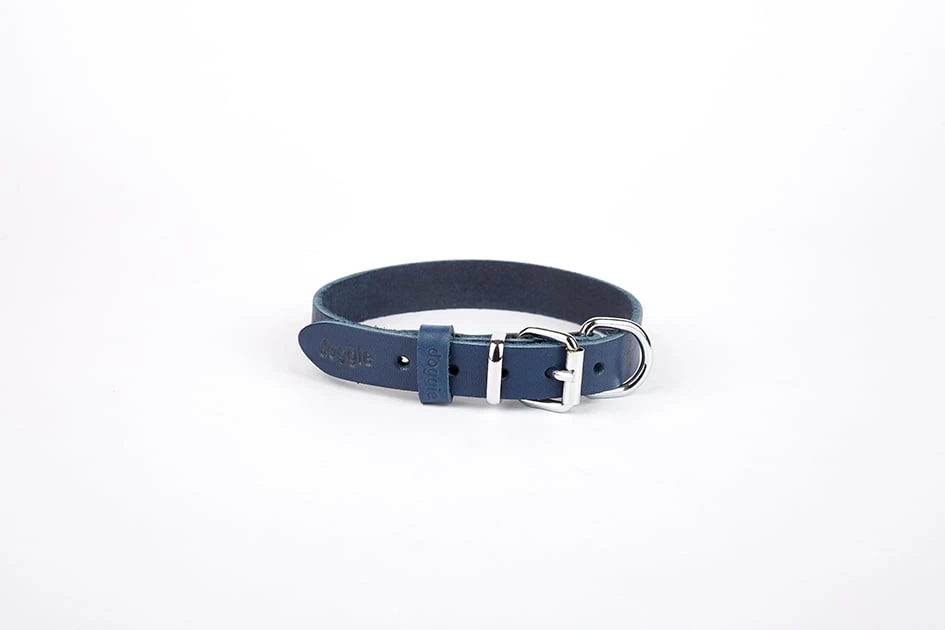 Deri El Yapımı Köpek Boyun Tasması 2x30-35 cm Mavi