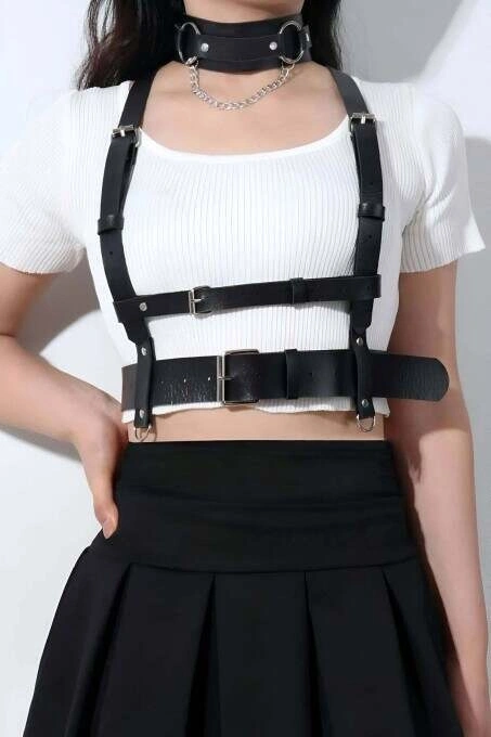 Deri Göğüs Harness Ve Choker-tasma Takım - Brf959