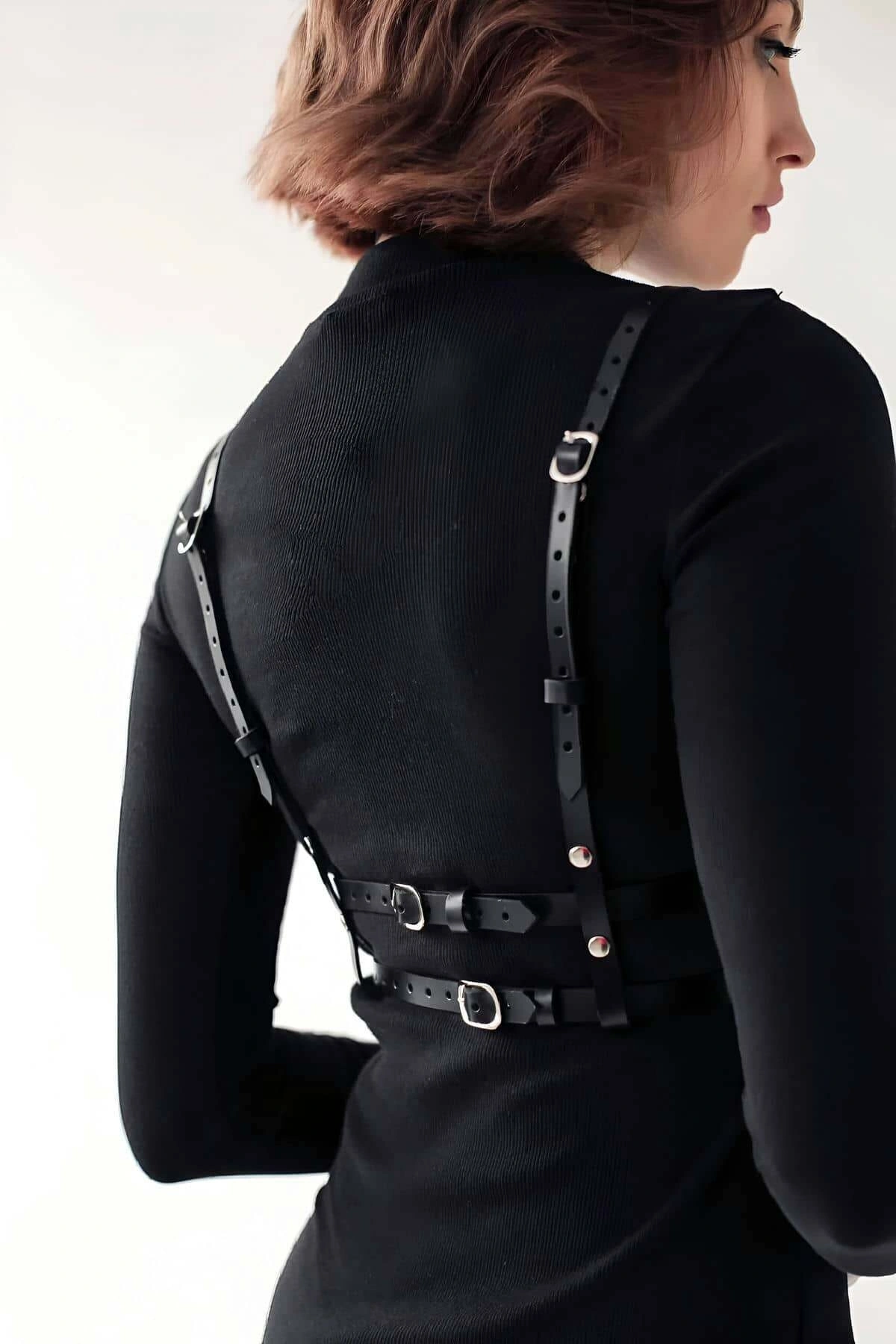 Deri Harness Büstiyer, Şık Deri Korse - Brf872