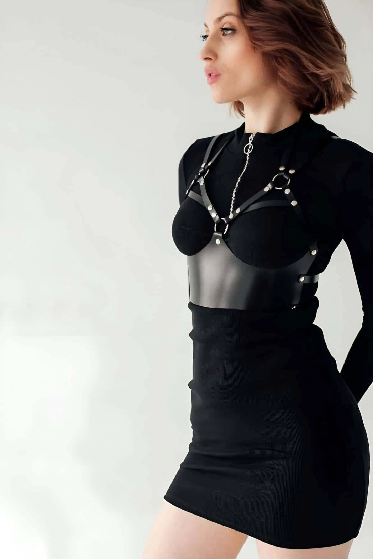 Deri Harness Büstiyer, Şık Deri Korse - Brf872