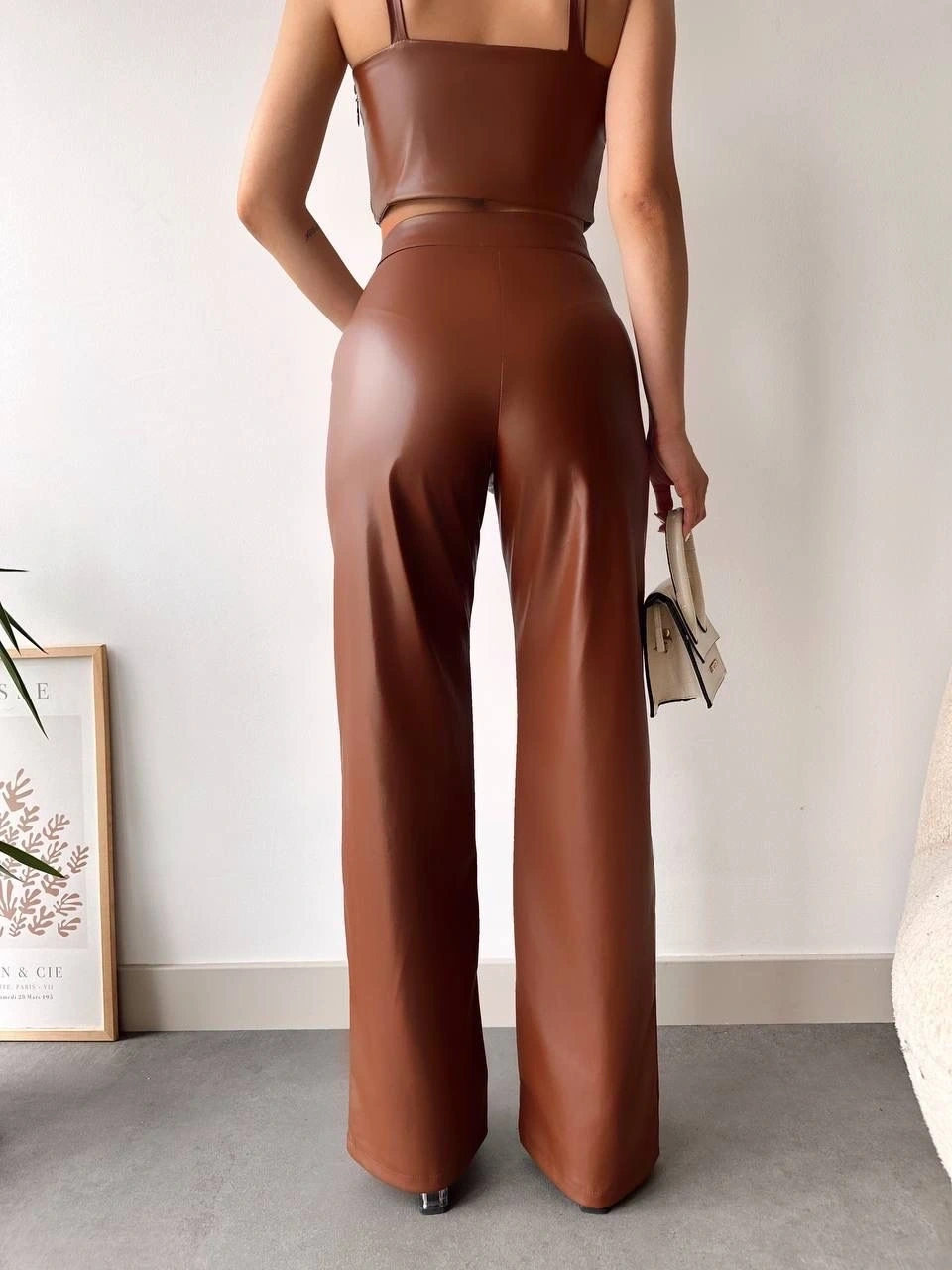 deri palazzo pantolon kahve hf