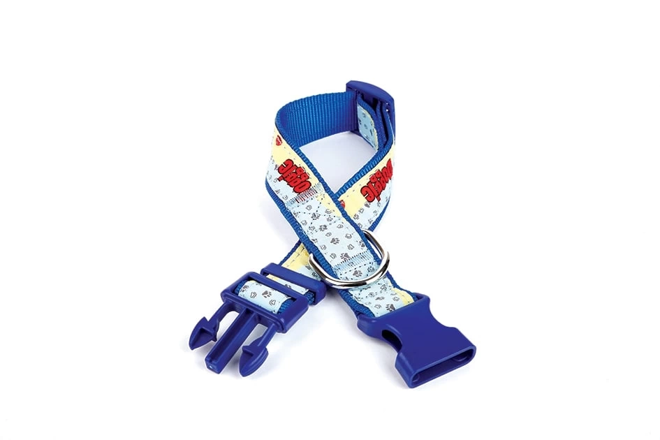 Desenli Süslü Dokuma Köpek Boyun Tasması 2 x 30-45 cm Mavi