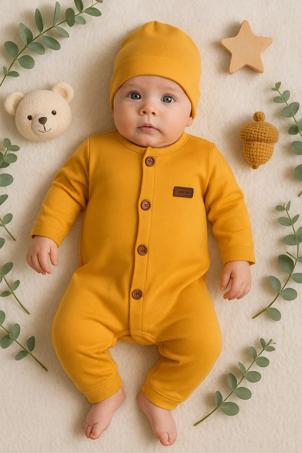 Düğmeli Önden Açık İnterlok Tulum