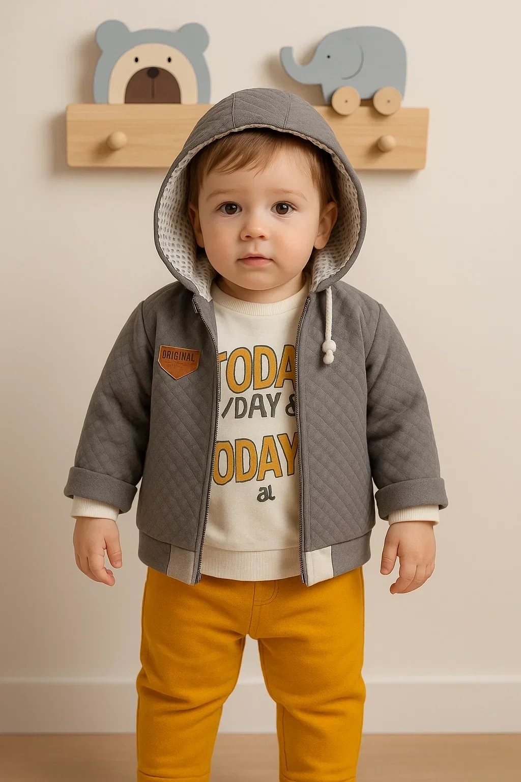 Erkek Bebek Today Baskılı Yağmurluk 3lü Takım