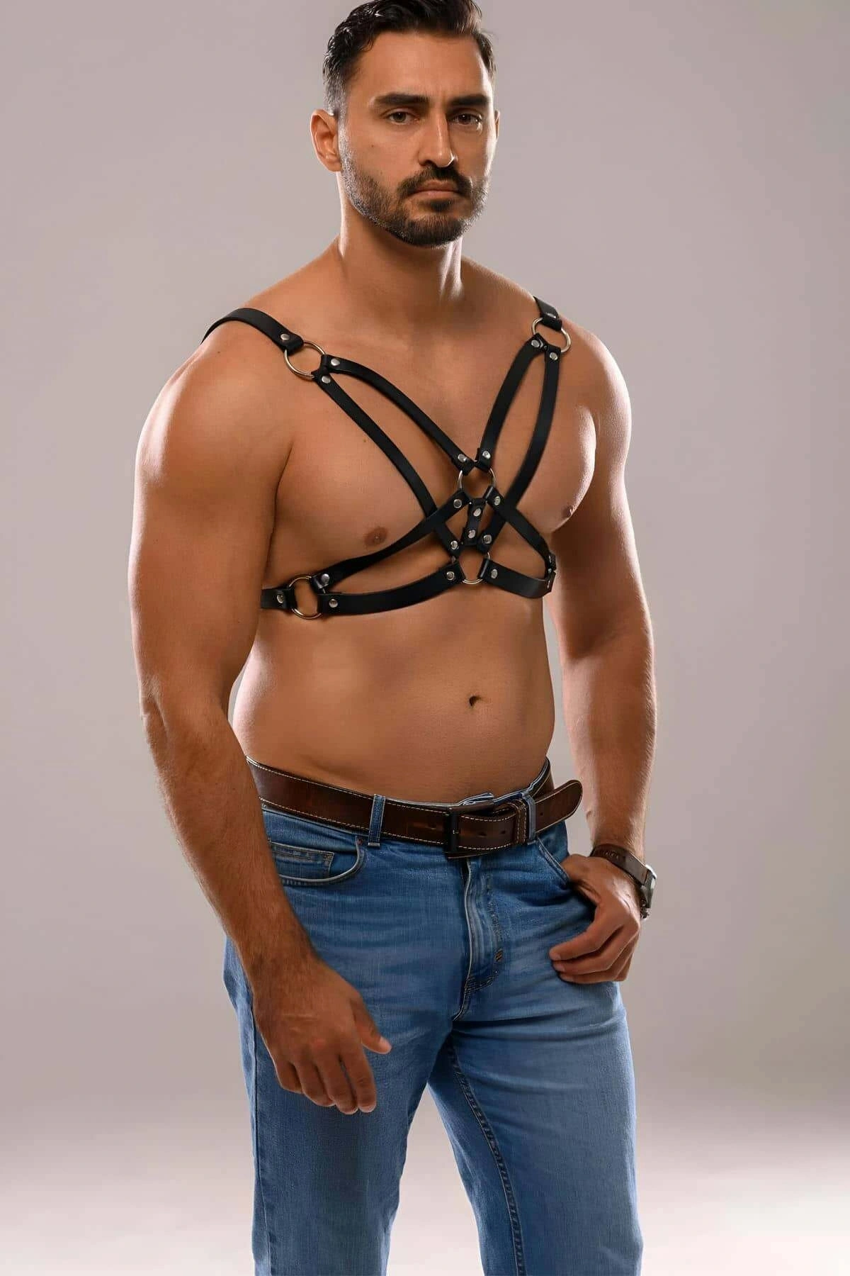 Erkek Deri Fantazi Harness - Brfm141