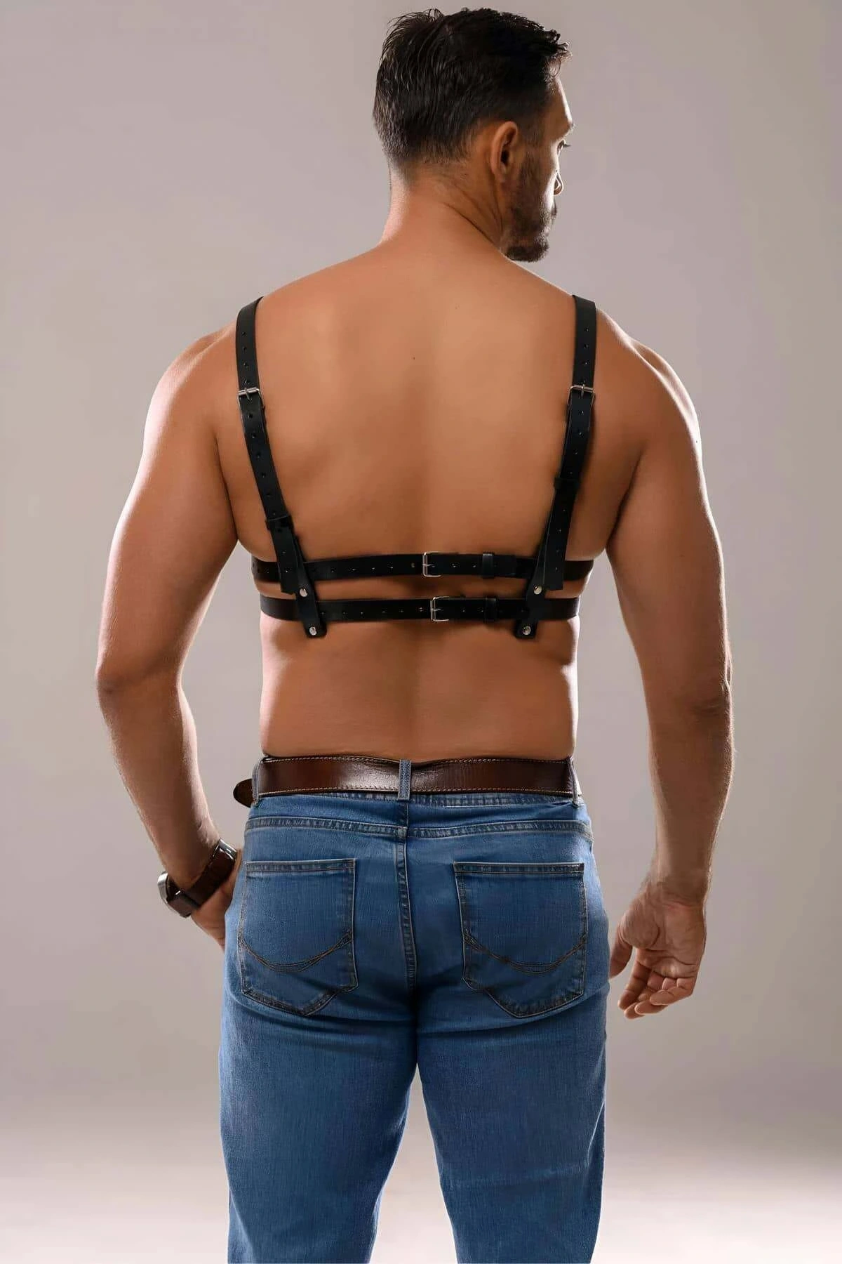 Erkek Deri Seksi Göğüs Harness - Brfm138
