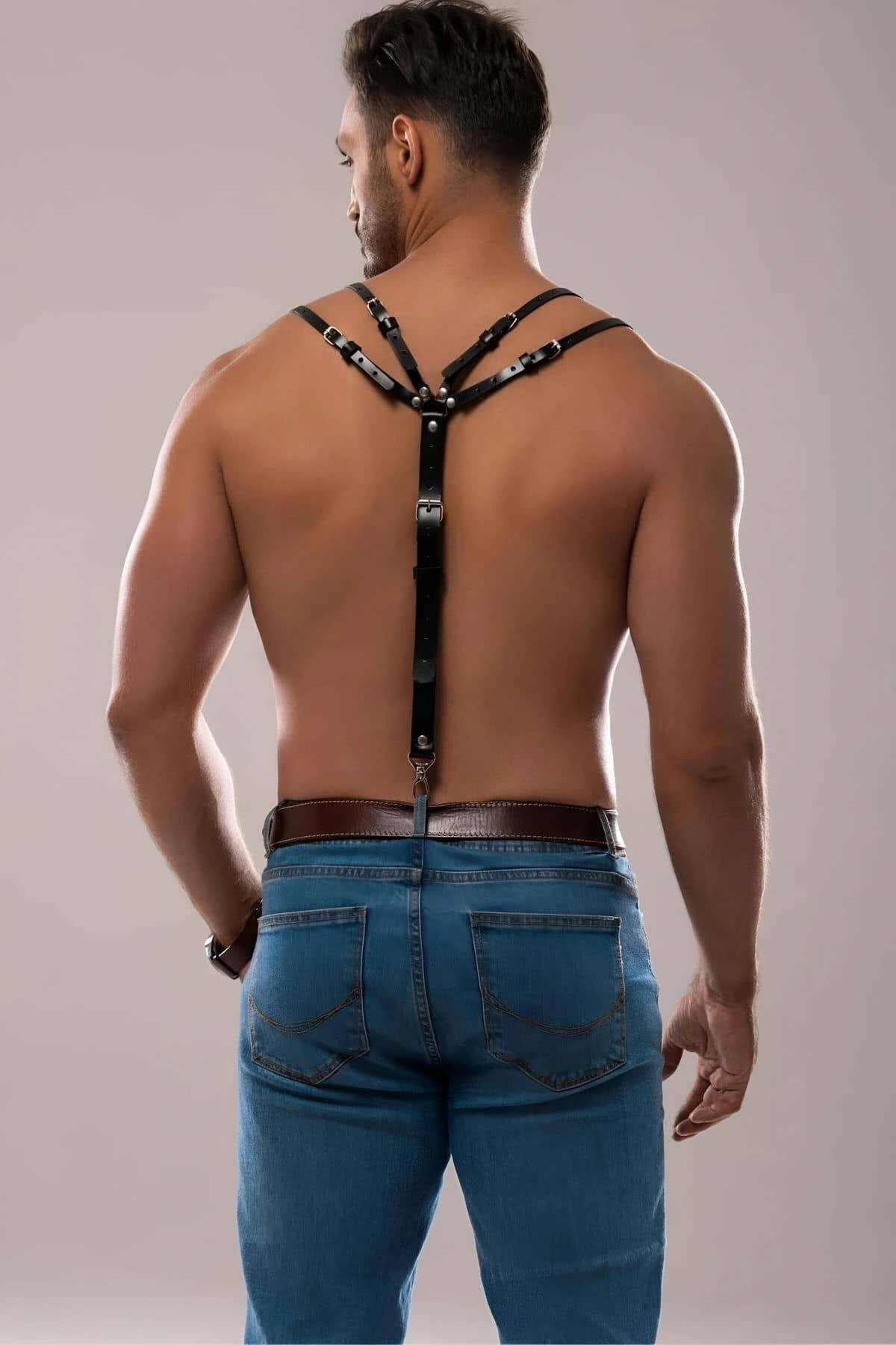 Erkek Omuzdsan Askılı Deri Harness - Brfm140
