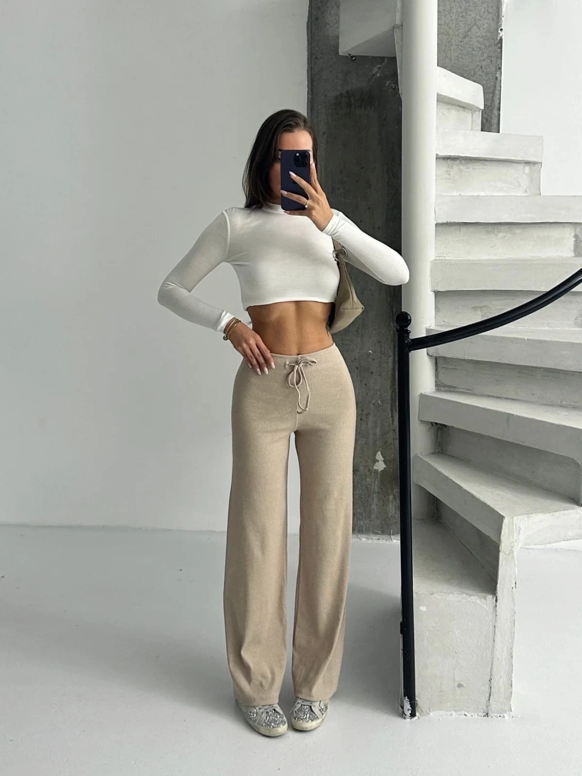 Fit comfort bej salaş pantolon