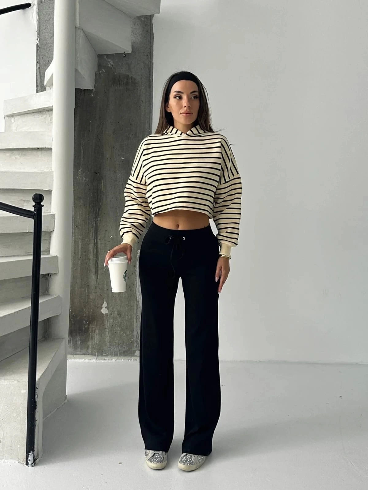Fit comfort siyah salaş pantolon
